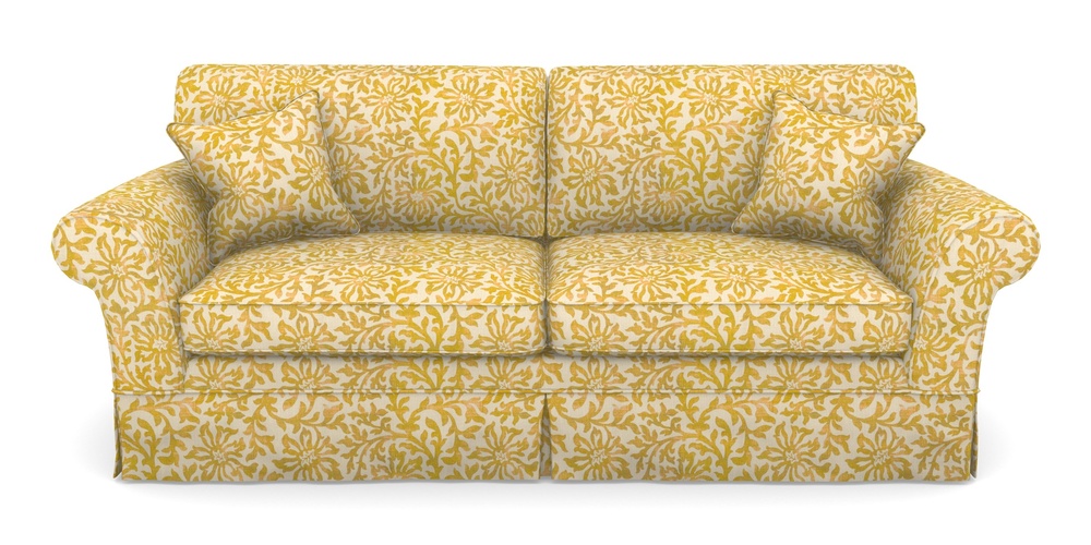 Product photograph of Lanhydrock 4 Seater Sofa In V A Brompton Collection - Floral Scroll - Corn from Sofas and Stuff Limited