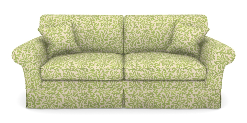 Product photograph of Lanhydrock 4 Seater Sofa In V A Brompton Collection - Floral Scroll - Lime from Sofas and Stuff Limited