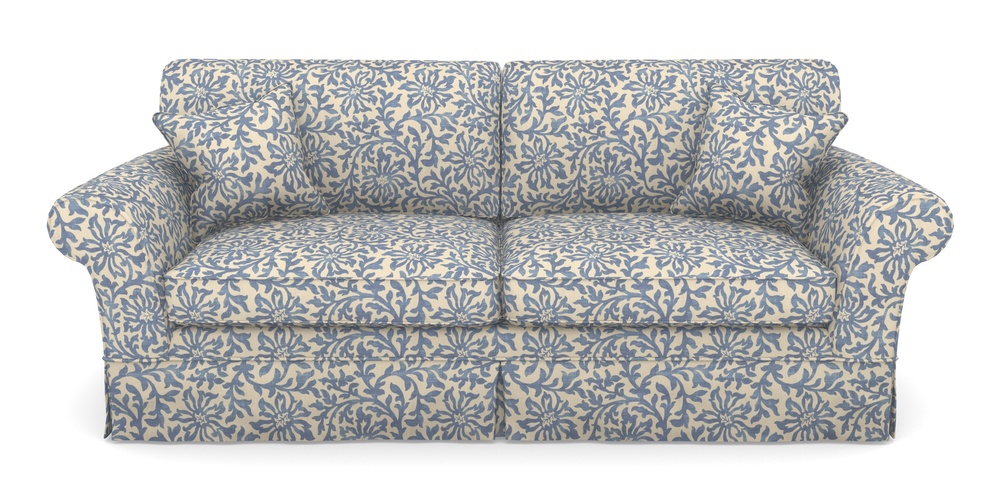 Product photograph of Lanhydrock 4 Seater Sofa In V A Brompton Collection - Floral Scroll - Morning Blue from Sofas and Stuff Limited