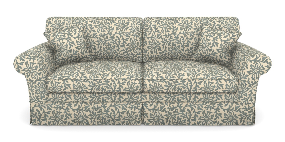 Product photograph of Lanhydrock 4 Seater Sofa In V A Brompton Collection - Floral Scroll - Pebble from Sofas and Stuff Limited