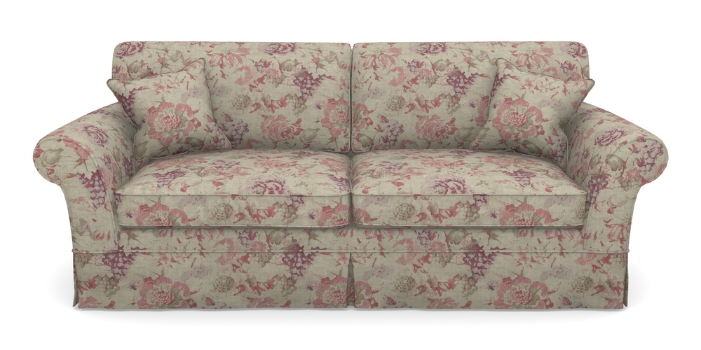 Product photograph of Lanhydrock 4 Seater Sofa In Floral Linen - Faith Rose Quartz from Sofas and Stuff Limited