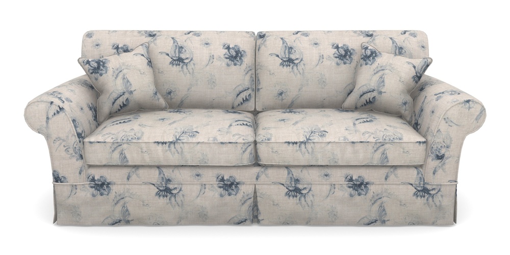 Product photograph of Lanhydrock 4 Seater Sofa In Floral Linen - Lela Mystery Indigo from Sofas and Stuff Limited