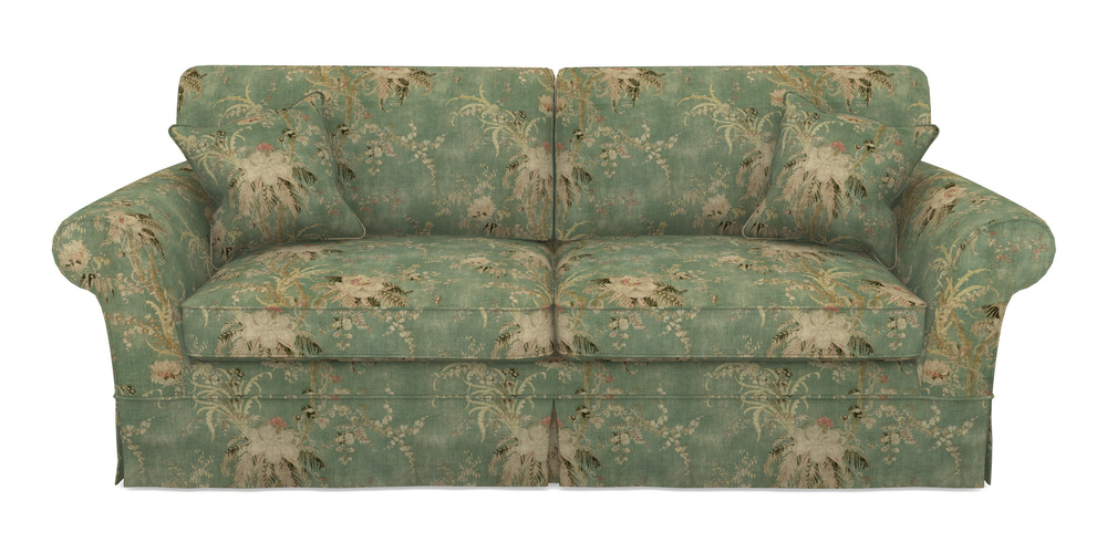 Product photograph of Lanhydrock 4 Seater Sofa In Floral Linen - Zefferino Emerald from Sofas and Stuff Limited