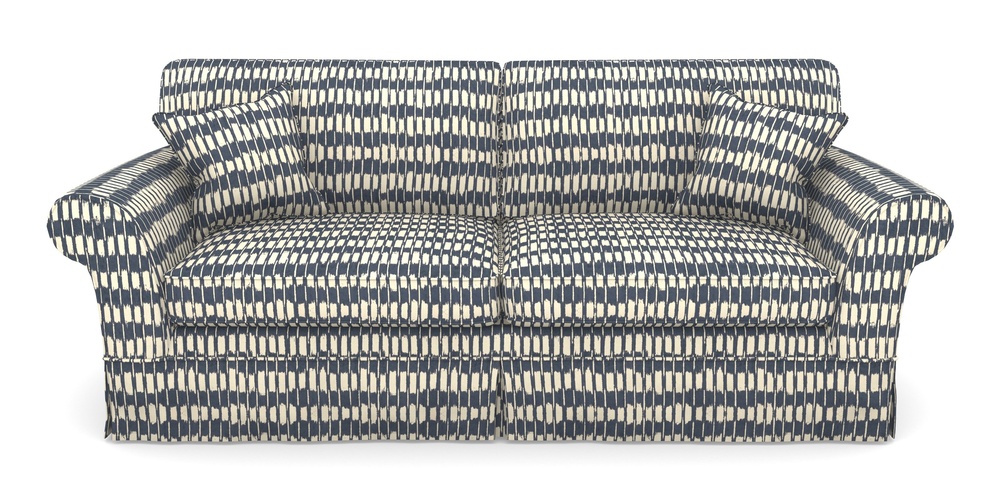 Product photograph of Lanhydrock 4 Seater Sofa In V A Brompton Collection - Ikat - Midnight Blue from Sofas and Stuff Limited