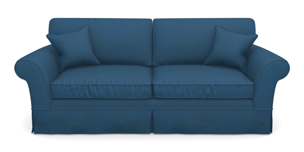 Product photograph of Lanhydrock 4 Seater Sofa In Plain Linen Cotton - Royal Blue from Sofas and Stuff Limited