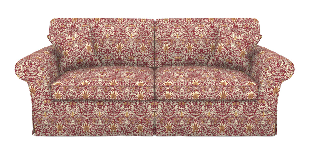 Product photograph of Lanhydrock 4 Seater Sofa In William Morris Collection - Snakeshead - Claret Gold from Sofas and Stuff Limited