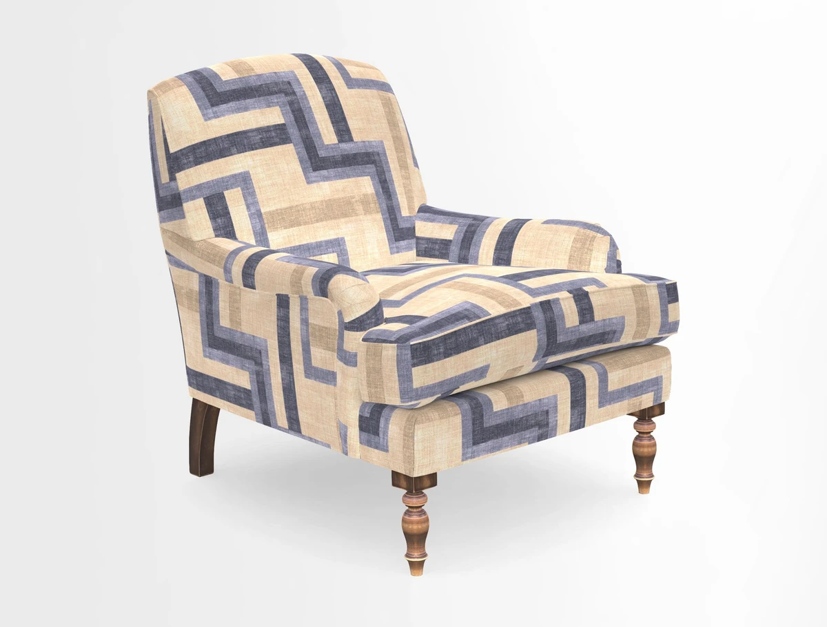 Lyndhurst Chair in V&A Threads of India Opulent-Velvets Lahore Dynasty Slate