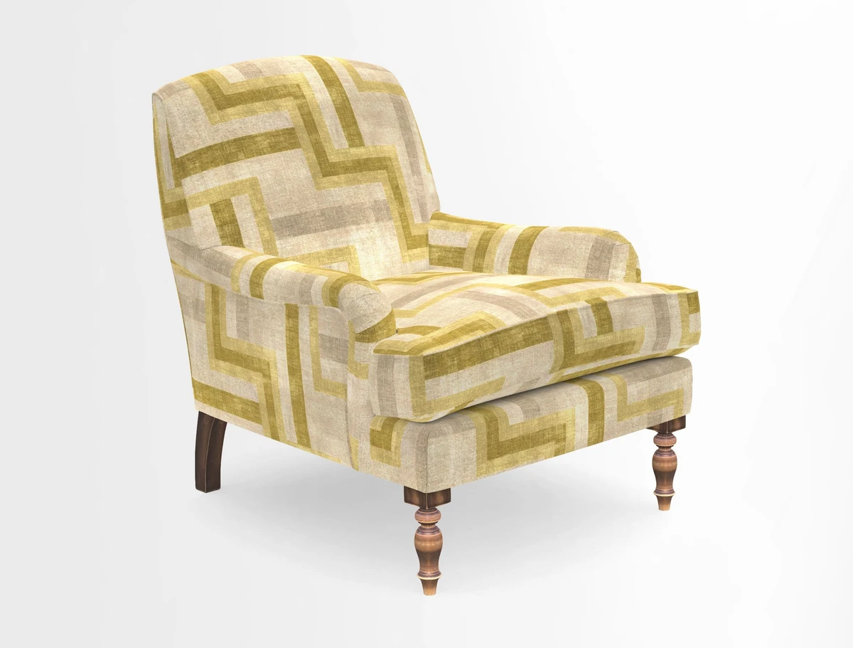 Lyndhurst Chair in V&A Threads of India Opulent-Velvets Lahore Dynasty Slate