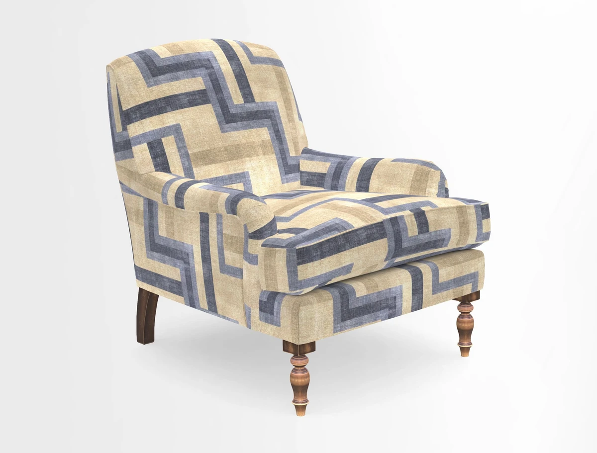 Lyndhurst Chair in V&A Threads of India Opulent-Velvets Lahore Dynasty Slate
