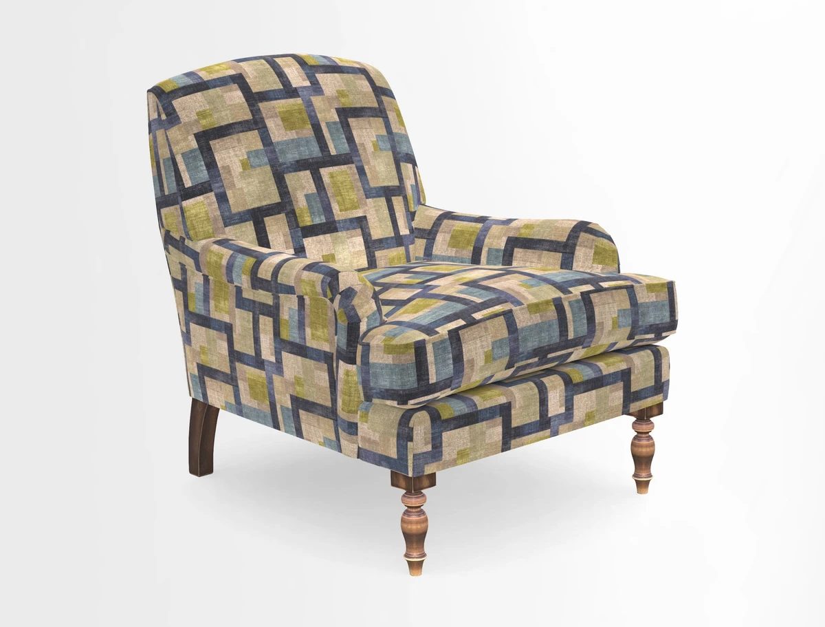 Lyndhurst Chair in V&A Threads of India Opulent-Velvets Lahore Dynasty Slate