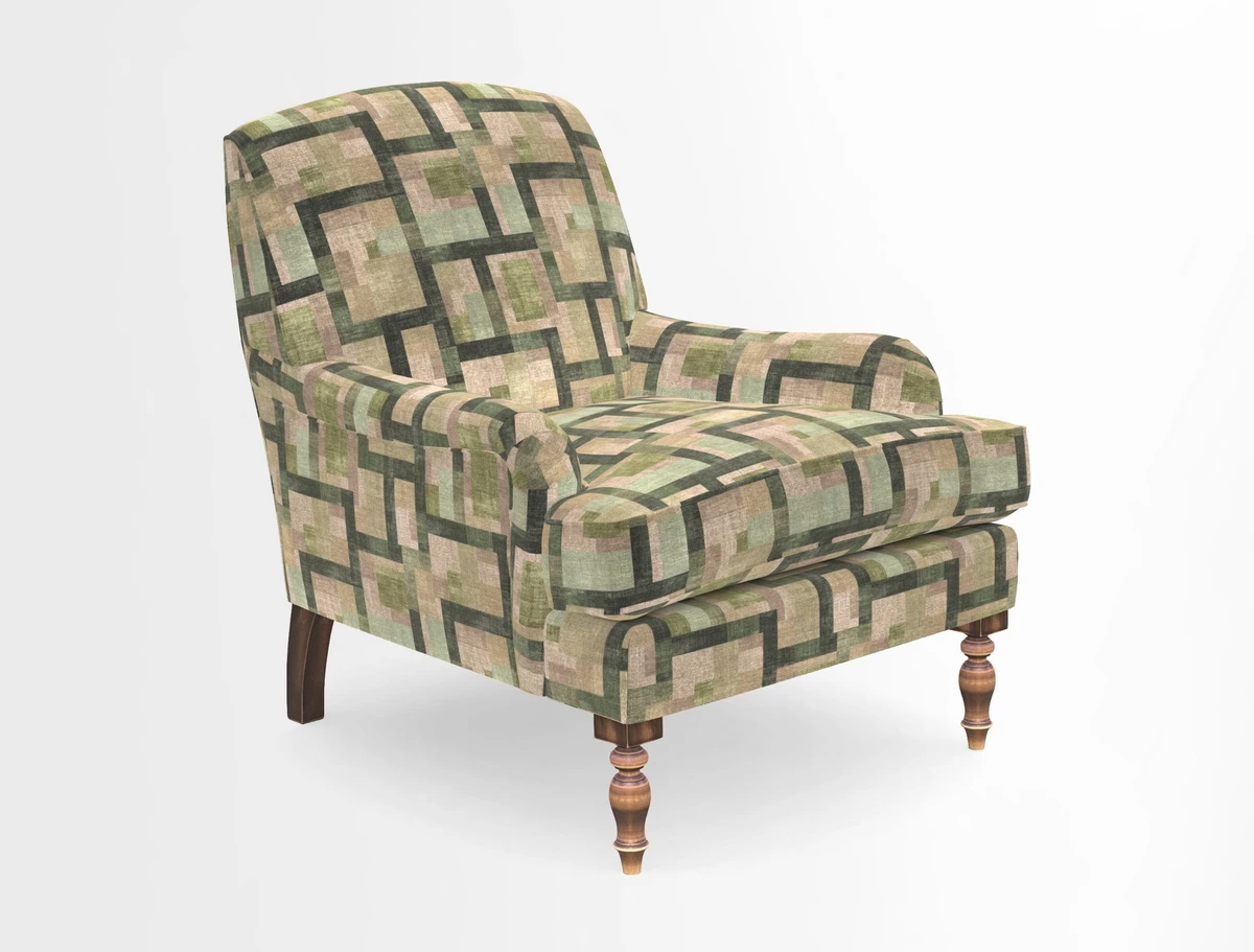 Lyndhurst Chair in V&A Threads of India Opulent-Velvets Lahore Dynasty Slate