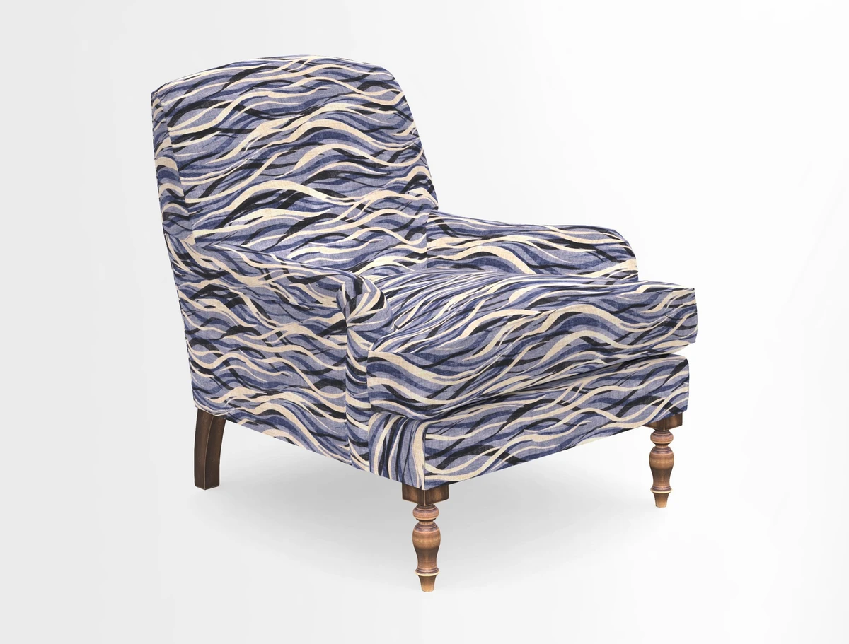 Lyndhurst Chair in V&A Threads of India Opulent-Velvets Lahore Dynasty Slate