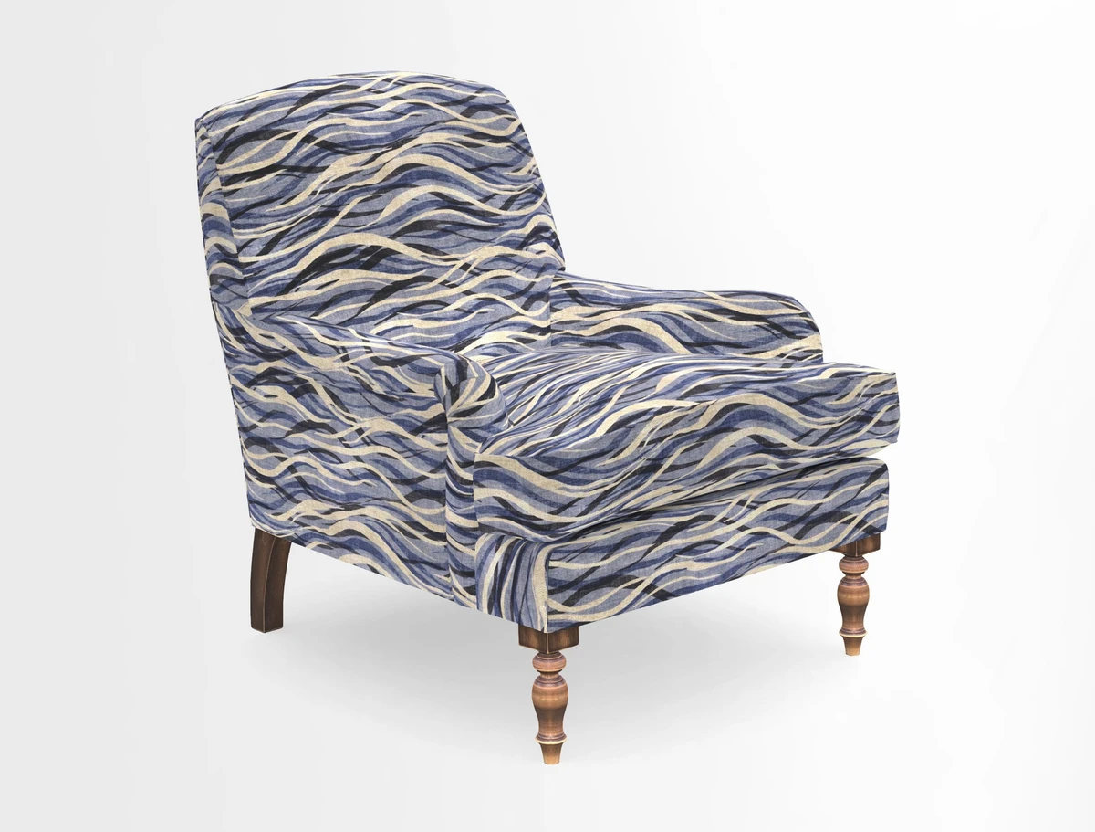 Lyndhurst Chair in V&A Threads of India Opulent-Velvets Lahore Dynasty Slate