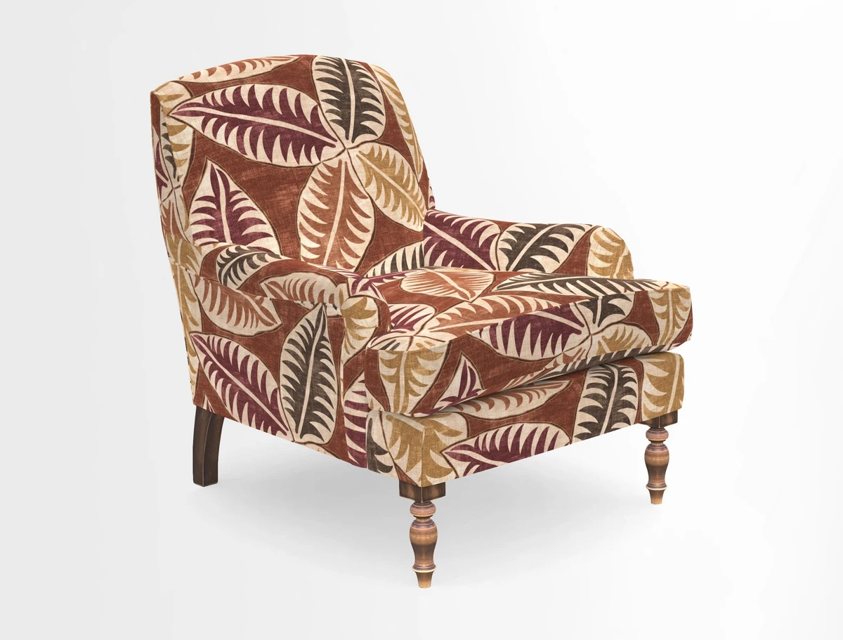 Lyndhurst Chair in V&A Threads of India Opulent-Velvets Lahore Dynasty Slate