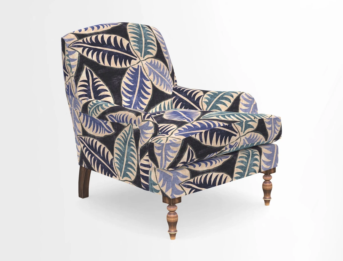 Lyndhurst Chair in V&A Threads of India Opulent-Velvets Lahore Dynasty Slate