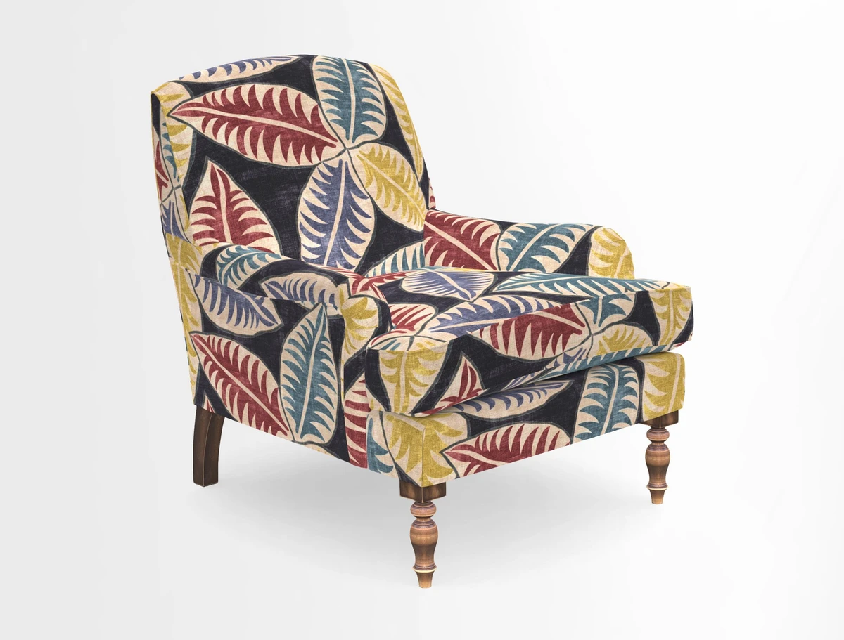 Lyndhurst Chair in V&A Threads of India Opulent-Velvets Lahore Dynasty Slate