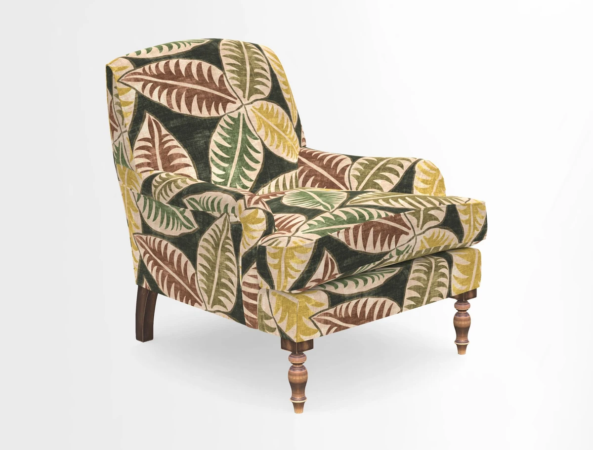 Lyndhurst Chair in V&A Threads of India Opulent-Velvets Lahore Dynasty Slate