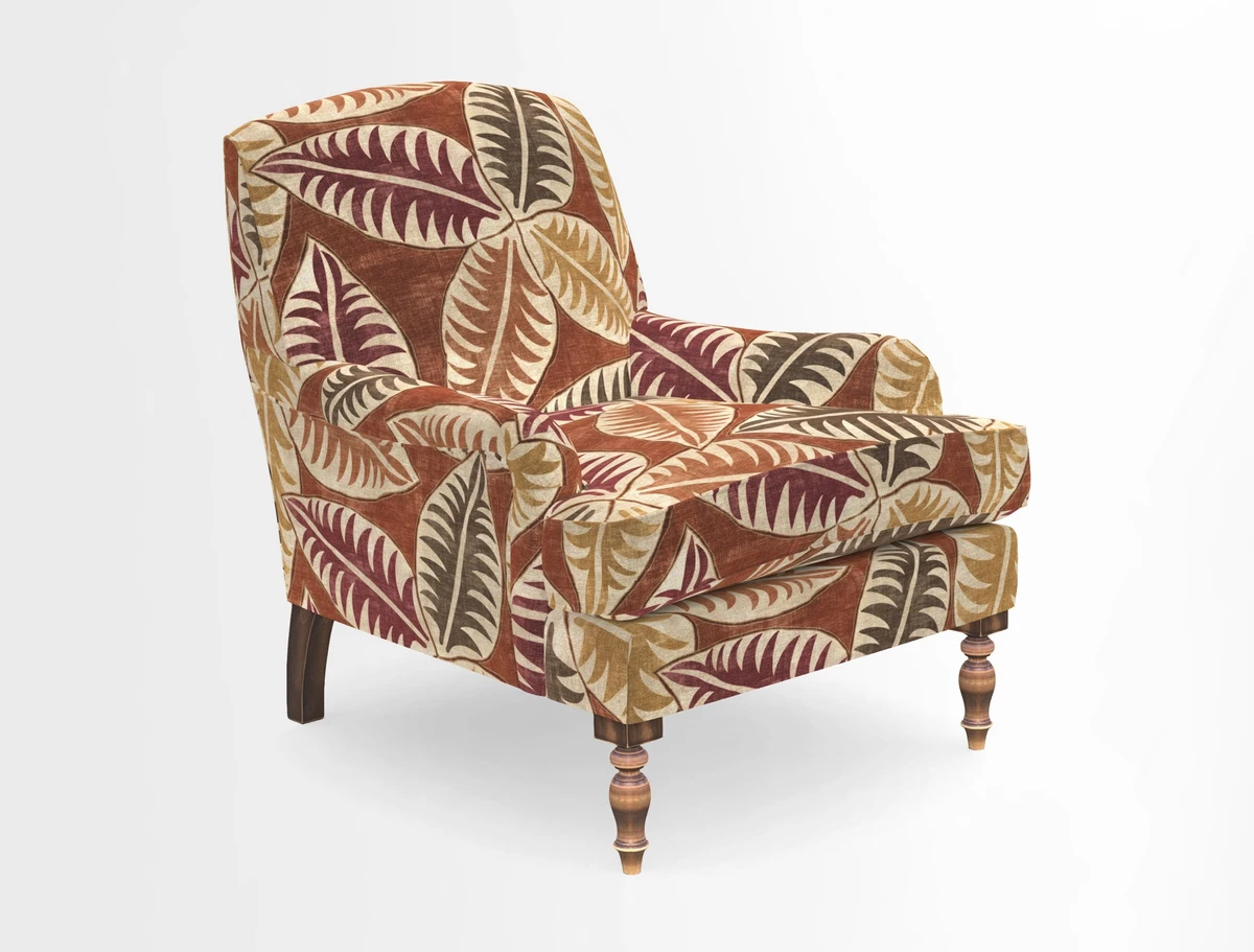 Lyndhurst Chair in V&A Threads of India Opulent-Velvets Lahore Dynasty Slate