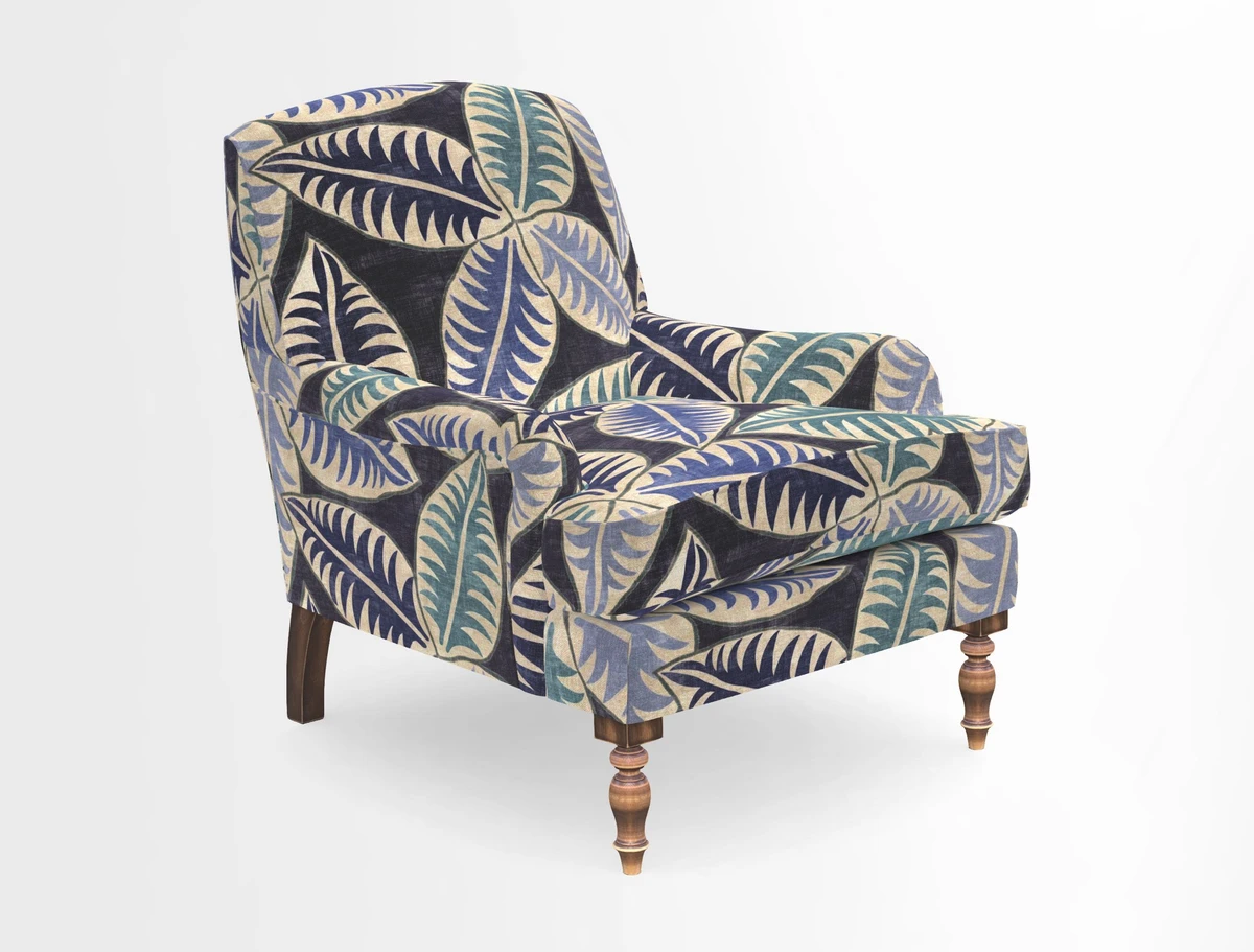 Lyndhurst Chair in V&A Threads of India Opulent-Velvets Lahore Dynasty Slate