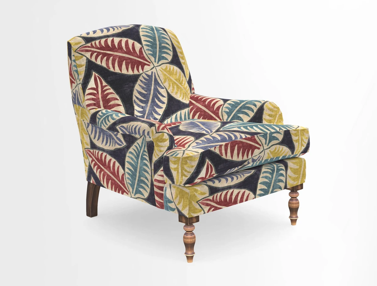 Lyndhurst Chair in V&A Threads of India Opulent-Velvets Lahore Dynasty Slate