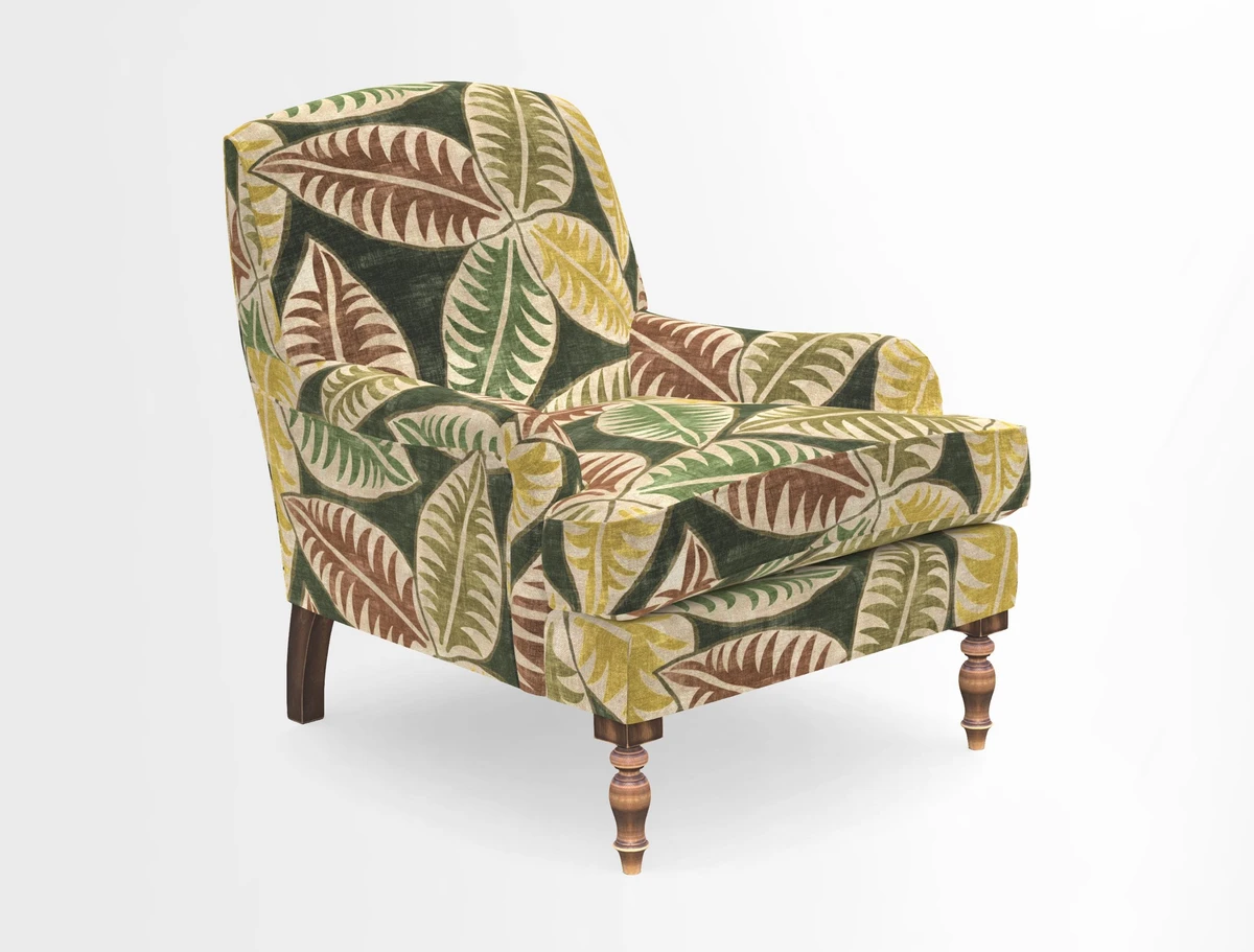 Lyndhurst Chair in V&A Threads of India Opulent-Velvets Lahore Dynasty Slate