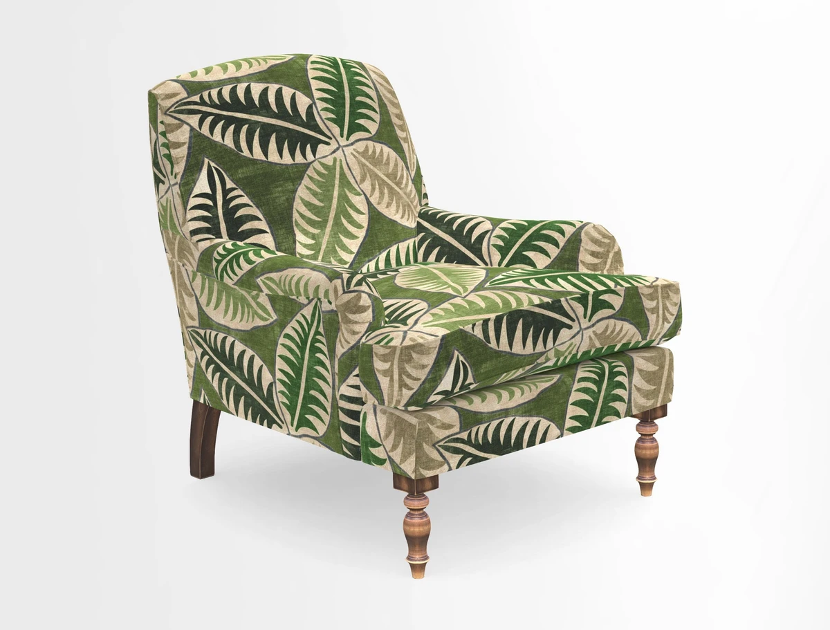 Lyndhurst Chair in V&A Threads of India Opulent-Velvets Lahore Dynasty Slate