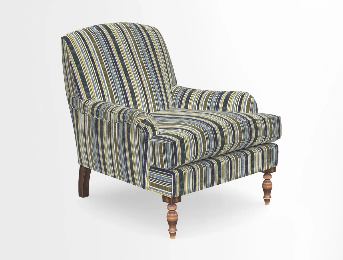 Lyndhurst Chair in V&A Threads of India Opulent-Velvets Lahore Dynasty Slate