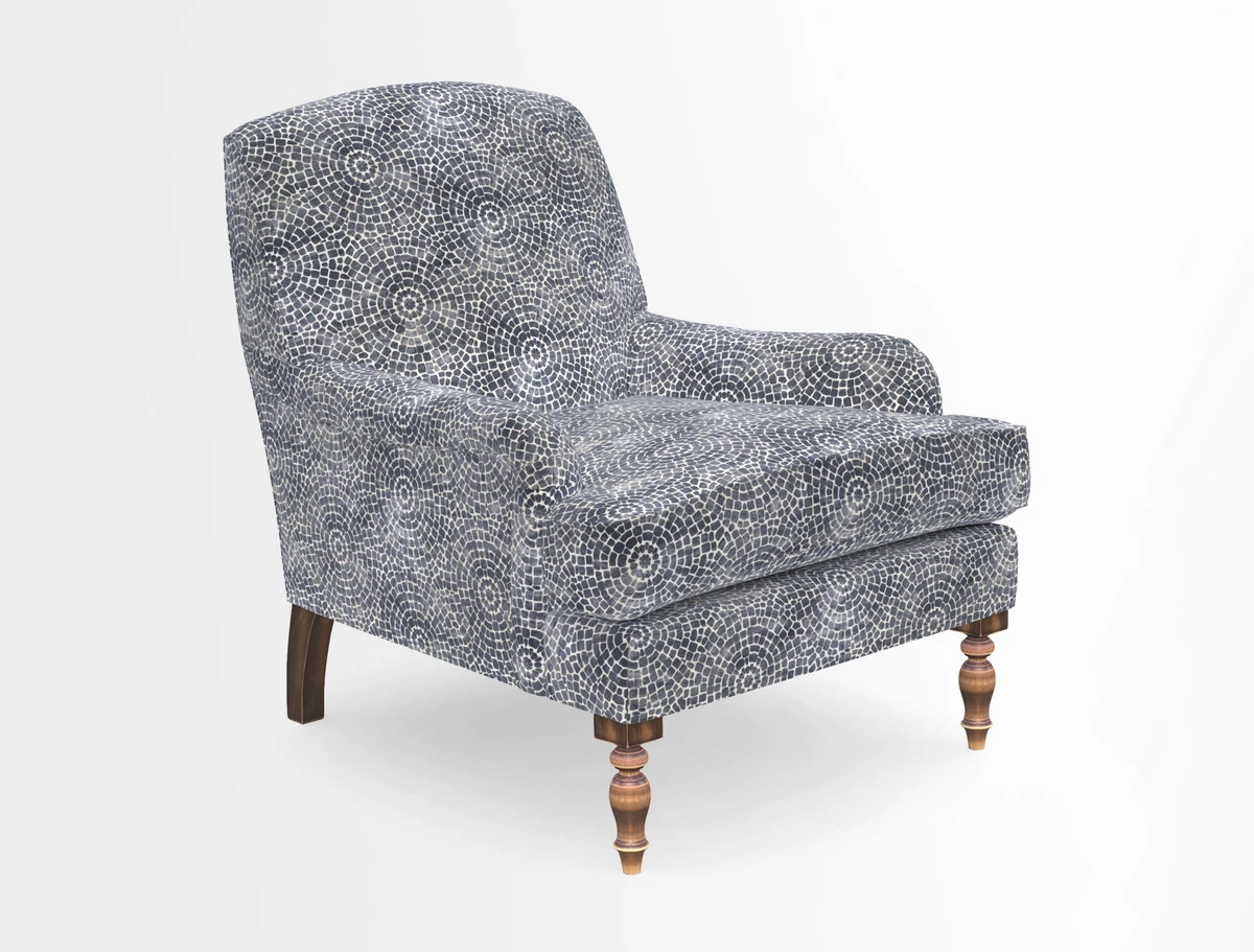 Lyndhurst Chair in V&A Threads of India Opulent-Velvets Lahore Dynasty Slate