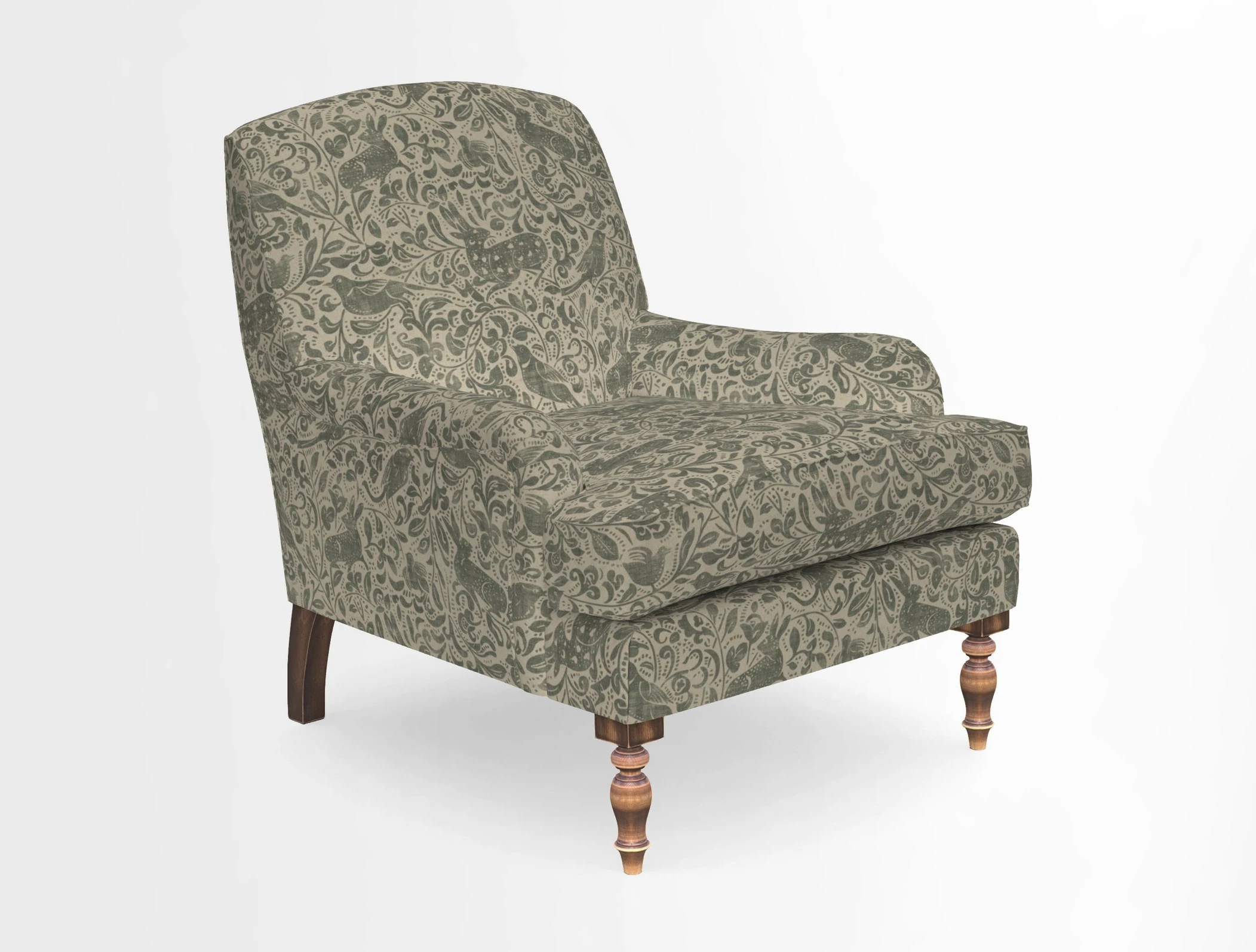 Lyndhurst Chair in V&A Threads of India Opulent-Velvets Lahore Dynasty Slate