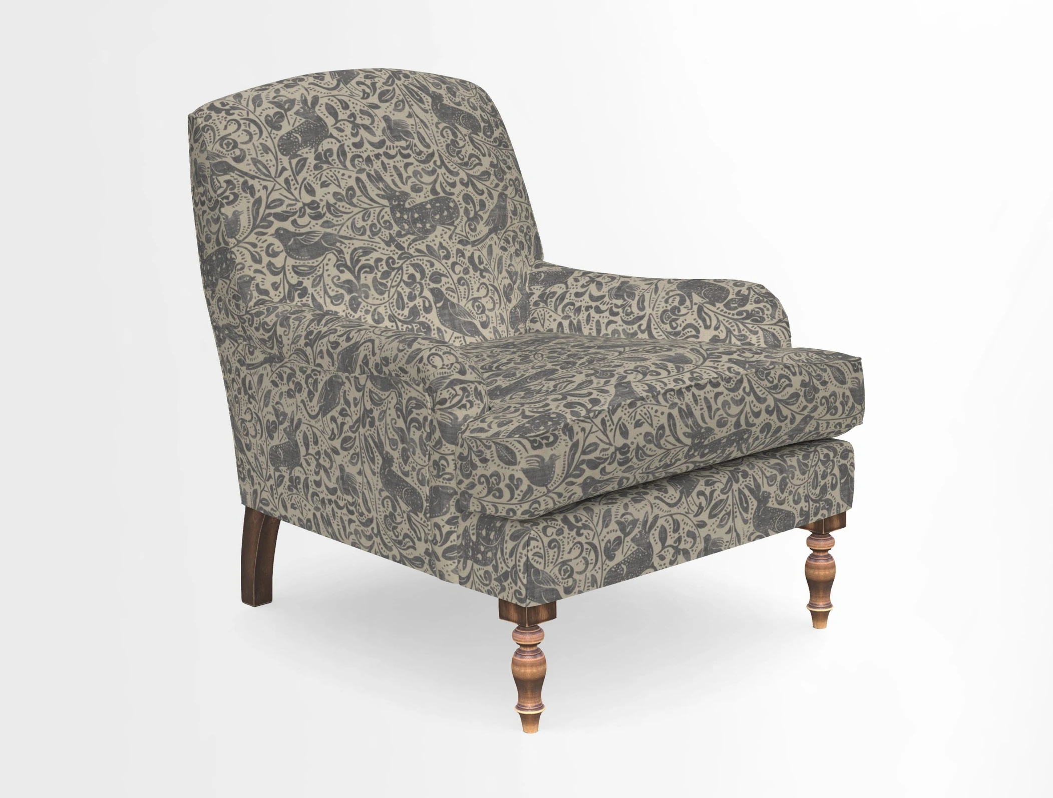 Lyndhurst Chair in V&A Threads of India Opulent-Velvets Lahore Dynasty Slate