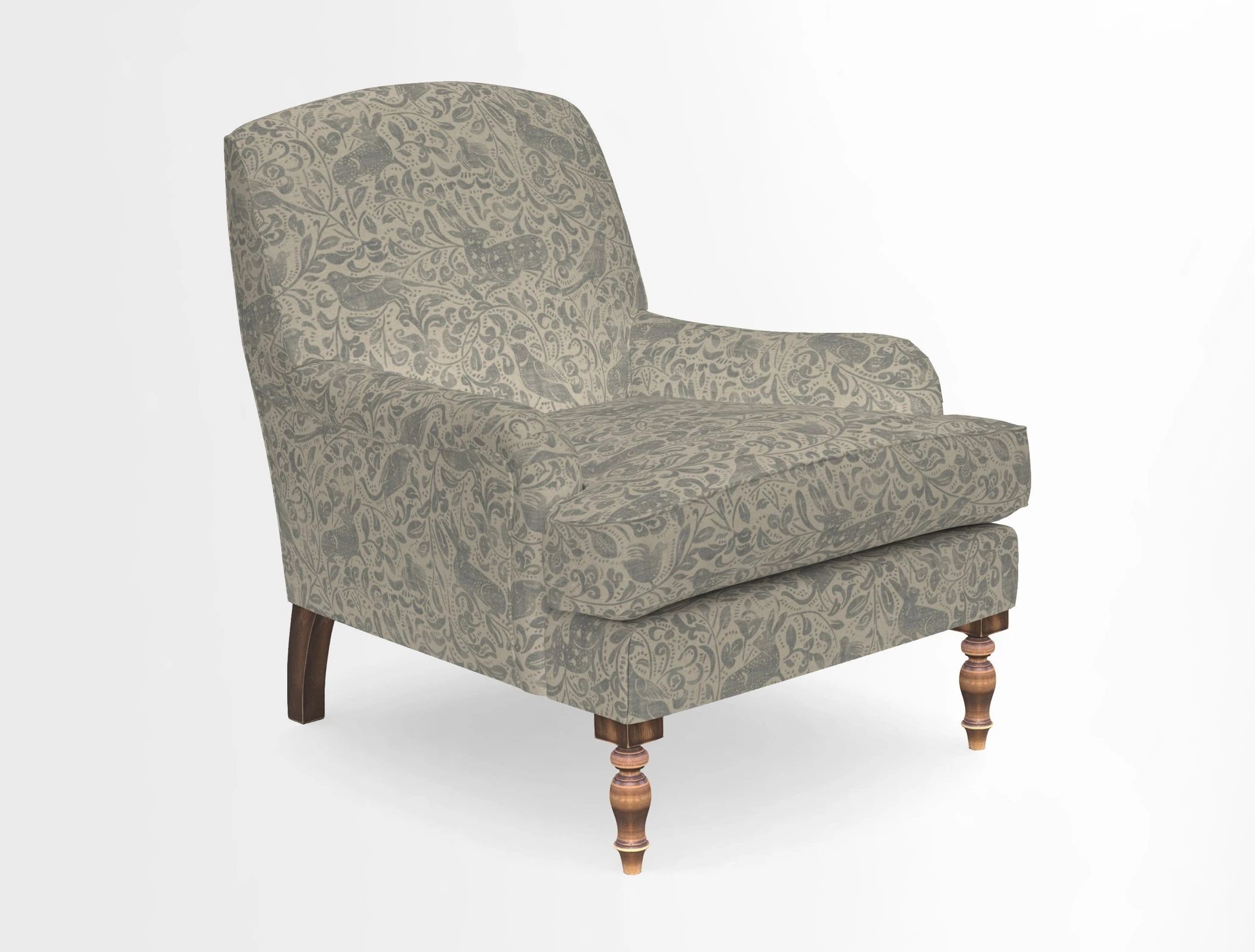 Lyndhurst Chair in V&A Threads of India Opulent-Velvets Lahore Dynasty Slate