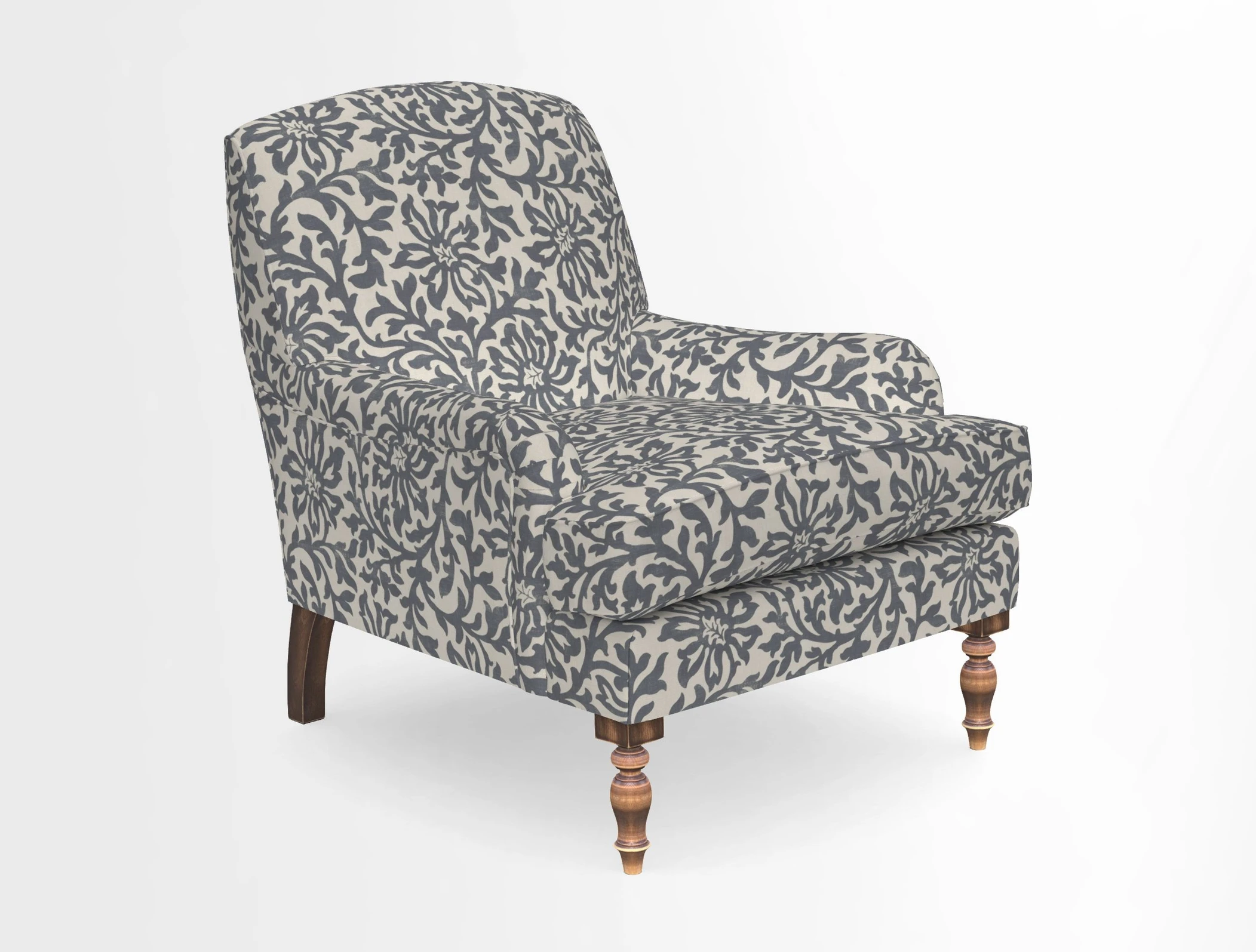 Lyndhurst Chair in V&A Threads of India Opulent-Velvets Lahore Dynasty Slate