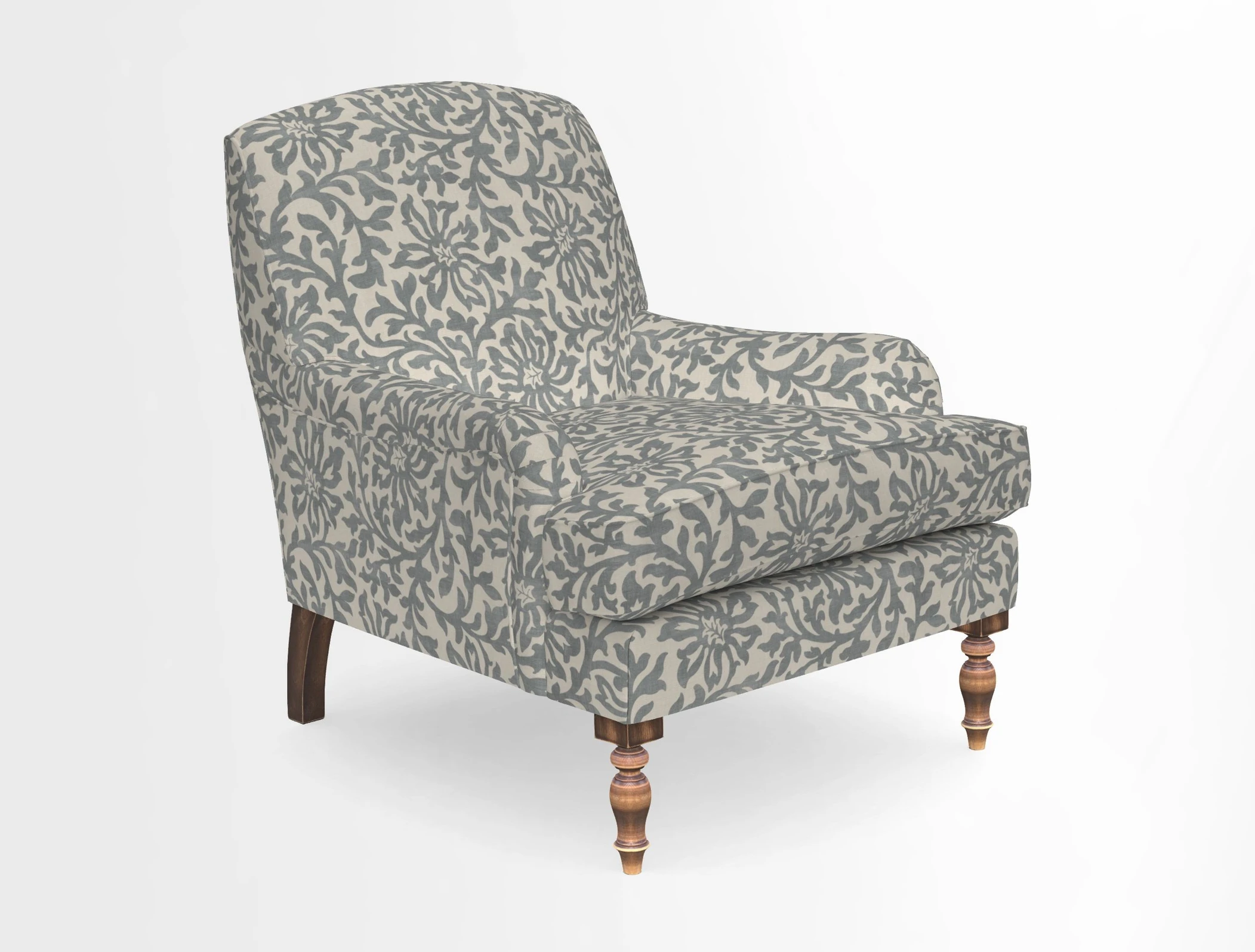 Lyndhurst Chair in V&A Threads of India Opulent-Velvets Lahore Dynasty Slate