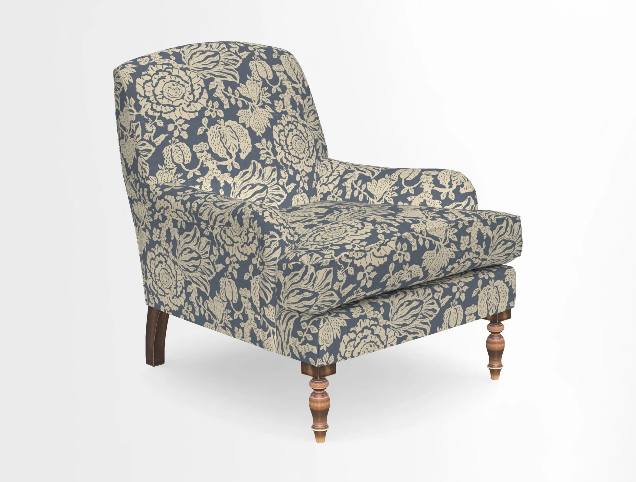 Lyndhurst Chair in V&A Threads of India Opulent-Velvets Lahore Dynasty Slate