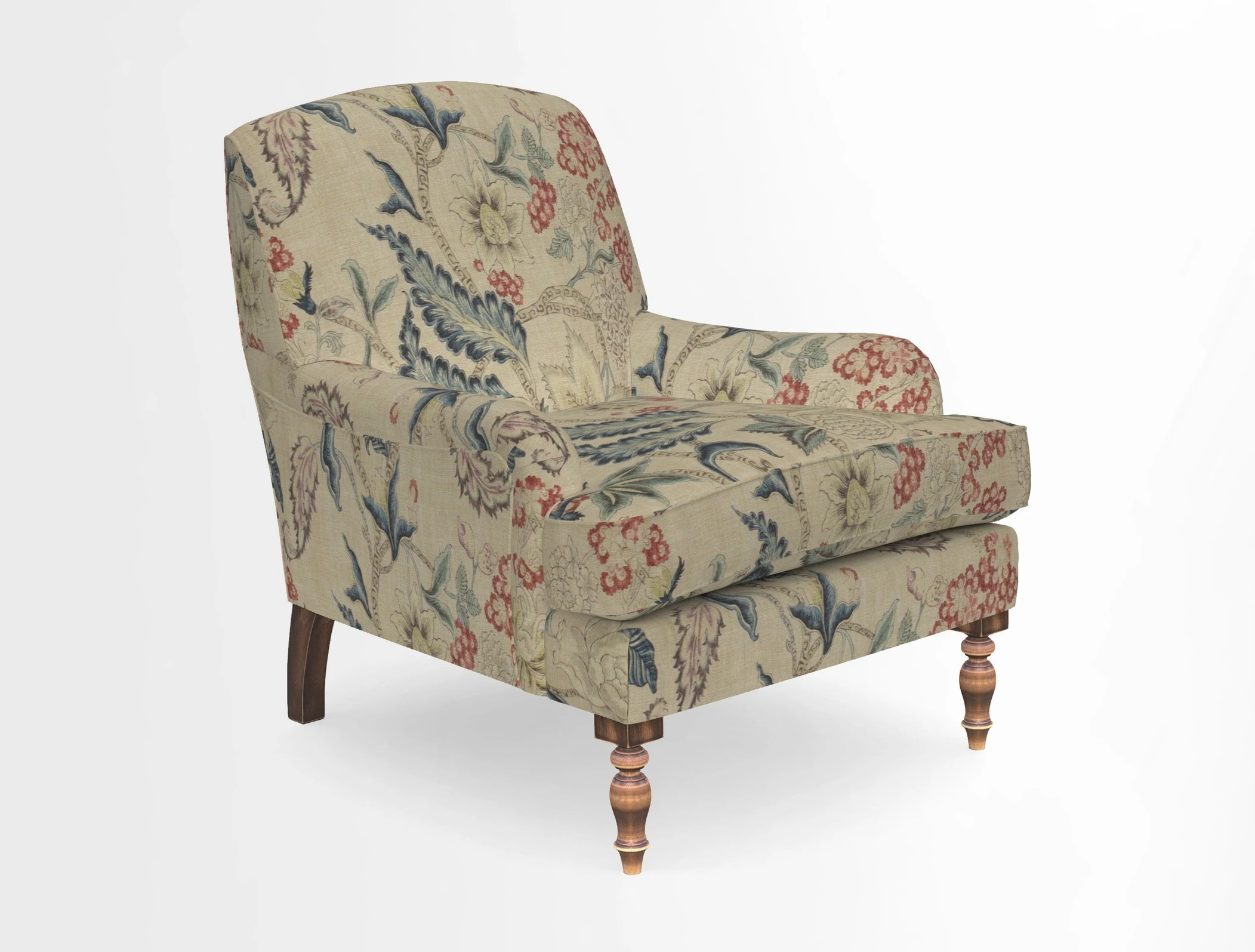 Lyndhurst Chair in V&A Threads of India Opulent-Velvets Lahore Dynasty Slate