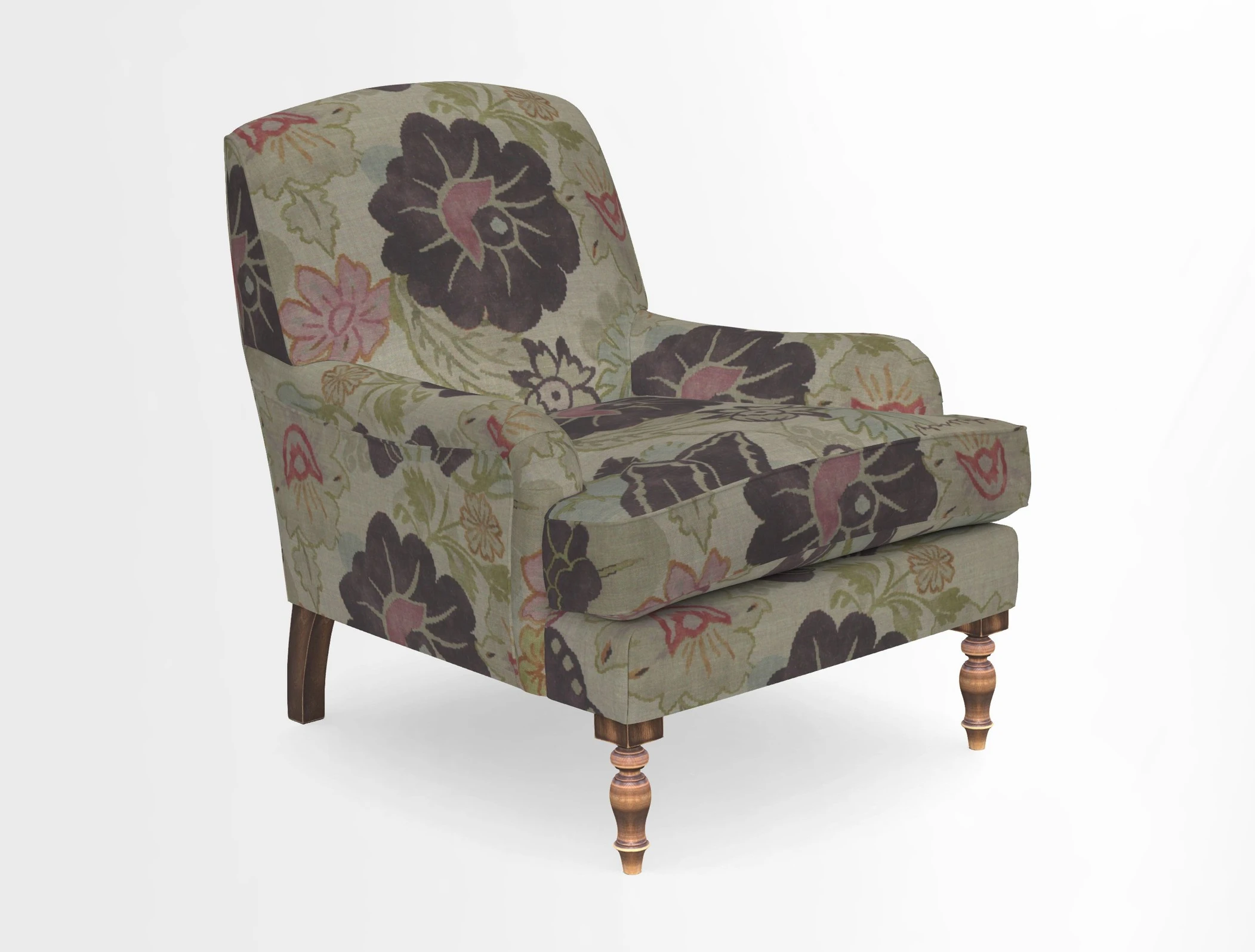 Lyndhurst Chair in V&A Threads of India Opulent-Velvets Lahore Dynasty Slate