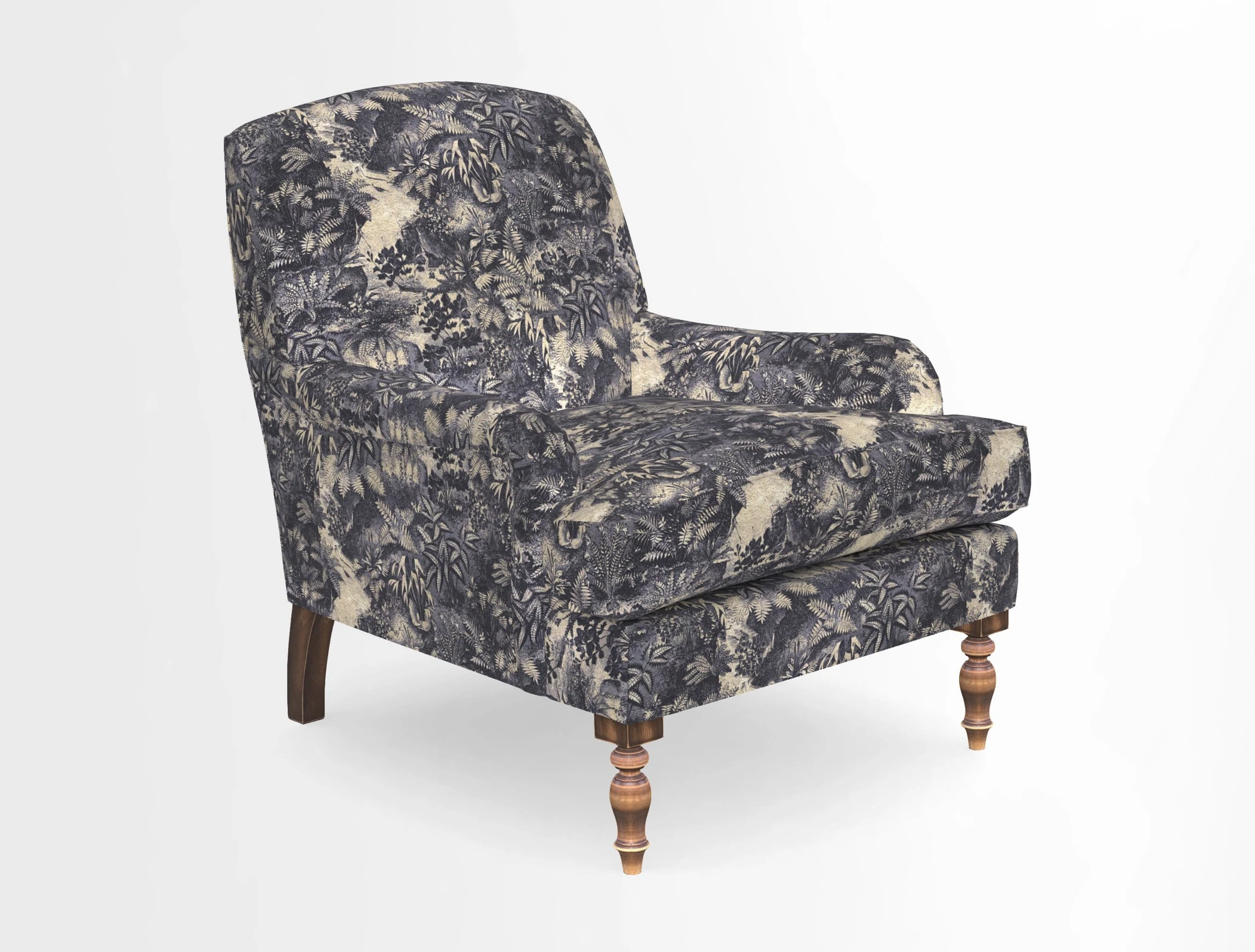 Lyndhurst Chair in V&A Threads of India Opulent-Velvets Lahore Dynasty Slate