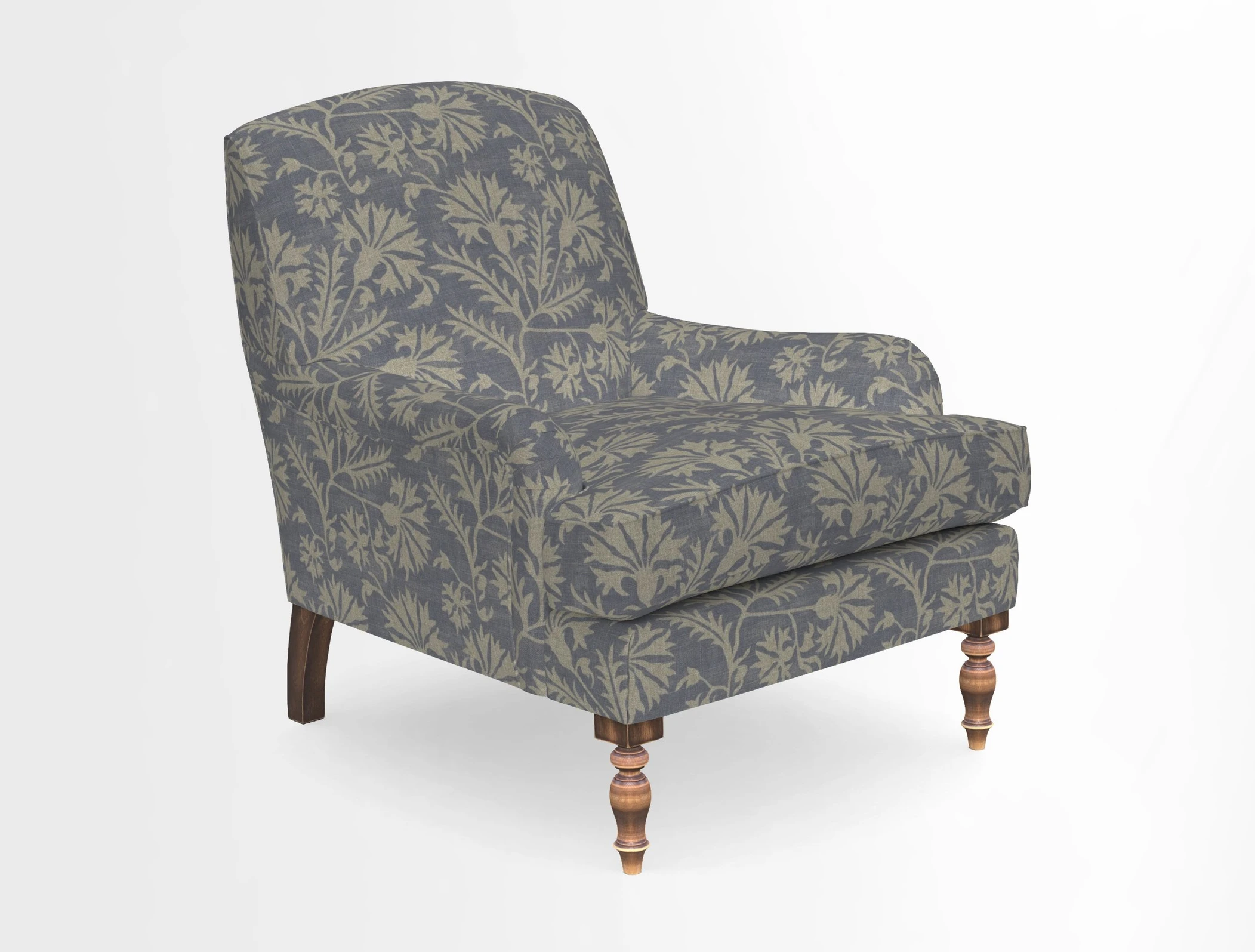 Lyndhurst Chair in V&A Threads of India Opulent-Velvets Lahore Dynasty Slate