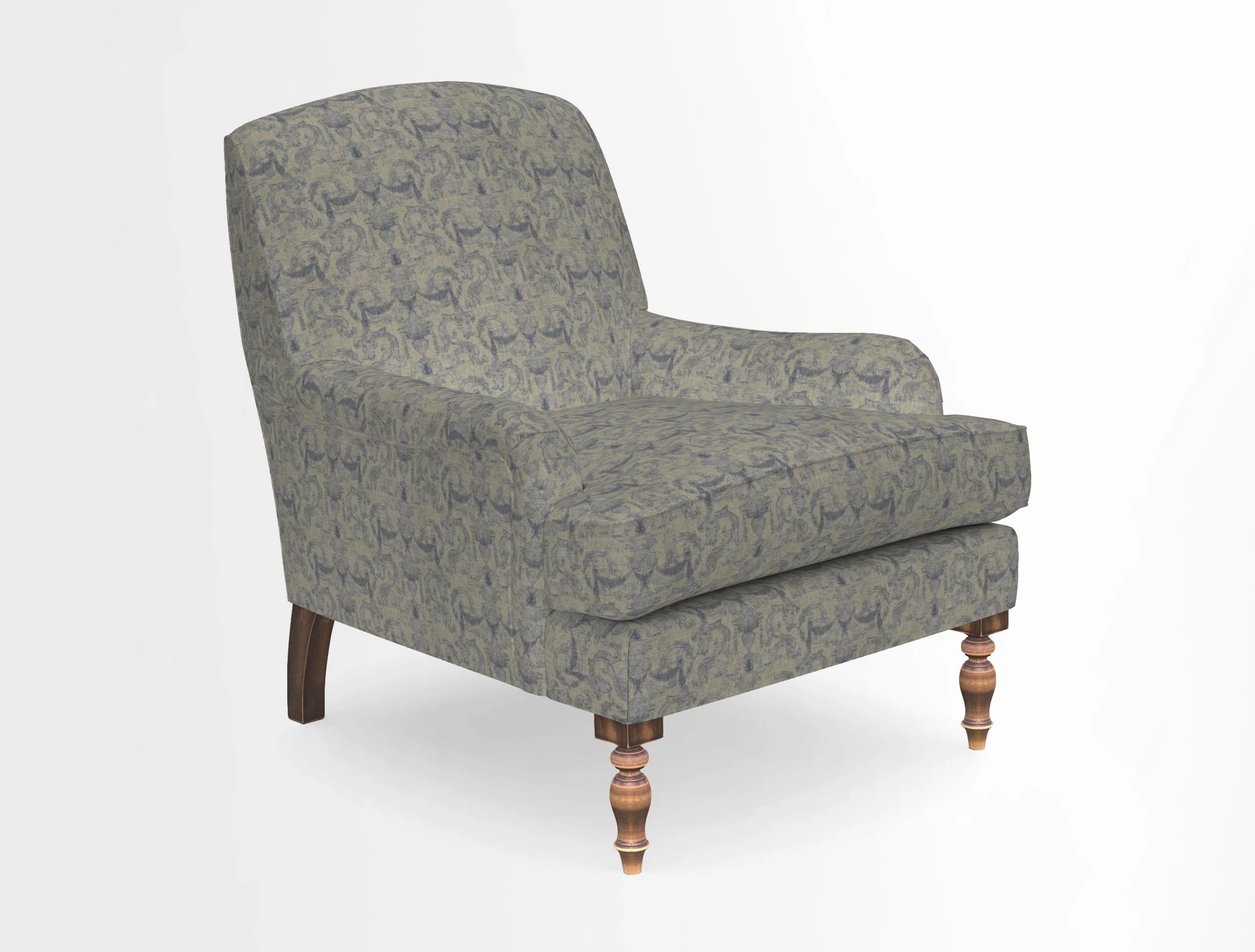 Lyndhurst Chair in V&A Threads of India Opulent-Velvets Lahore Dynasty Slate