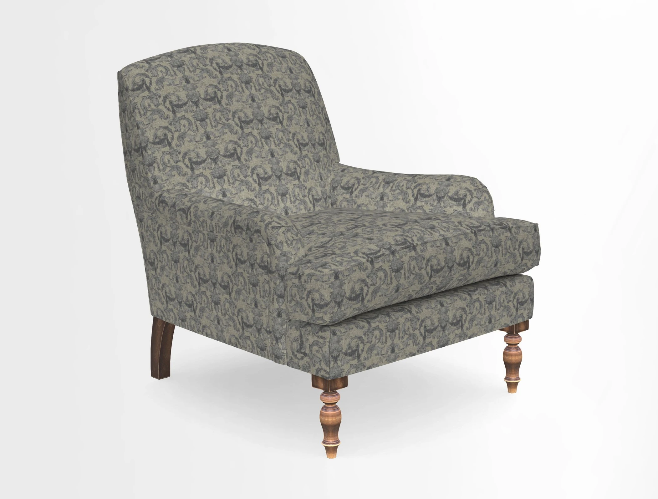 Lyndhurst Chair in V&A Threads of India Opulent-Velvets Lahore Dynasty Slate