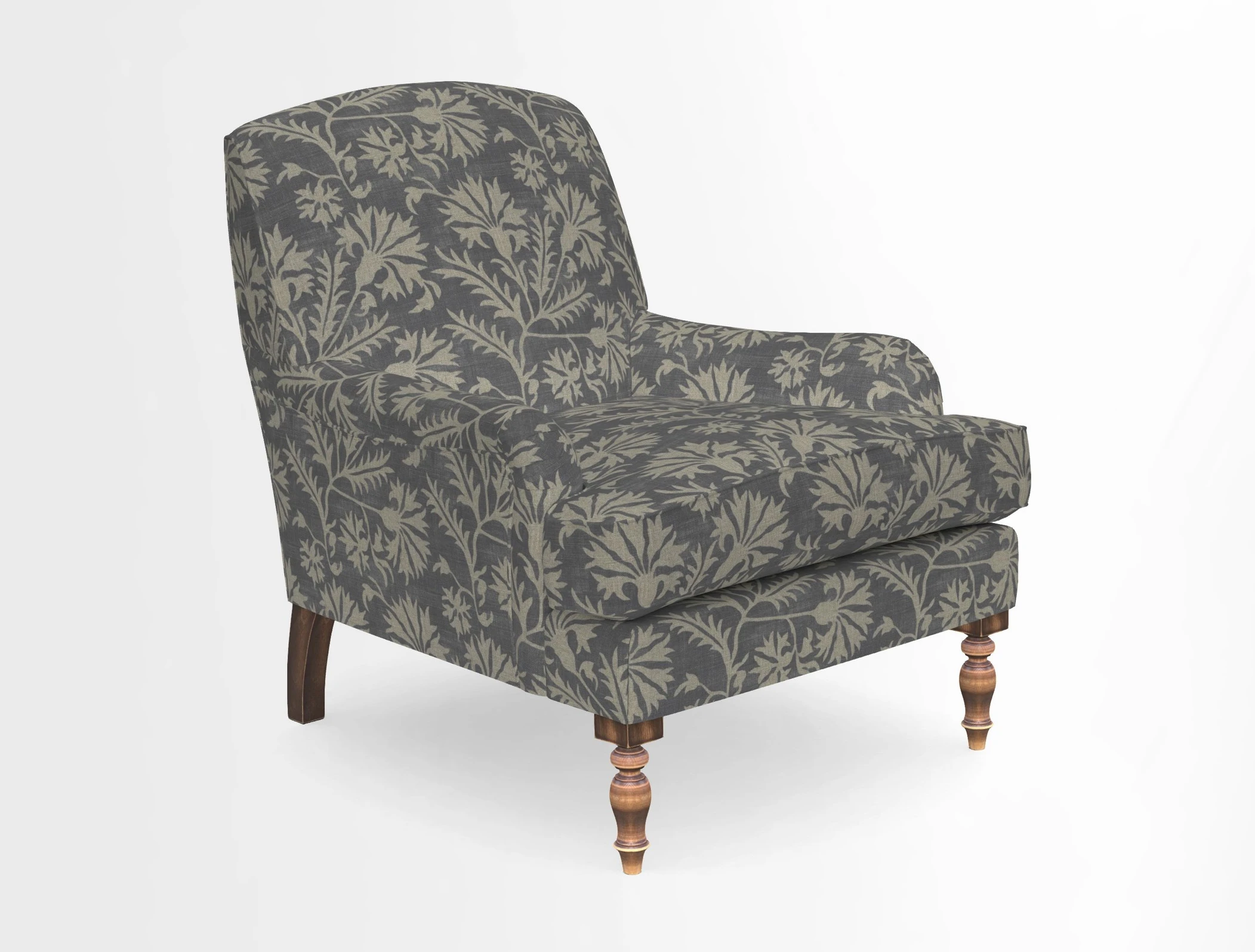 Lyndhurst Chair in V&A Threads of India Opulent-Velvets Lahore Dynasty Slate