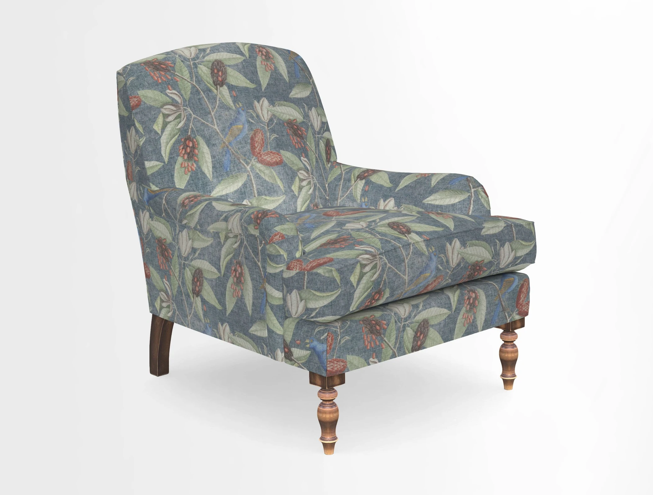 Lyndhurst Chair in V&A Threads of India Opulent-Velvets Lahore Dynasty Slate