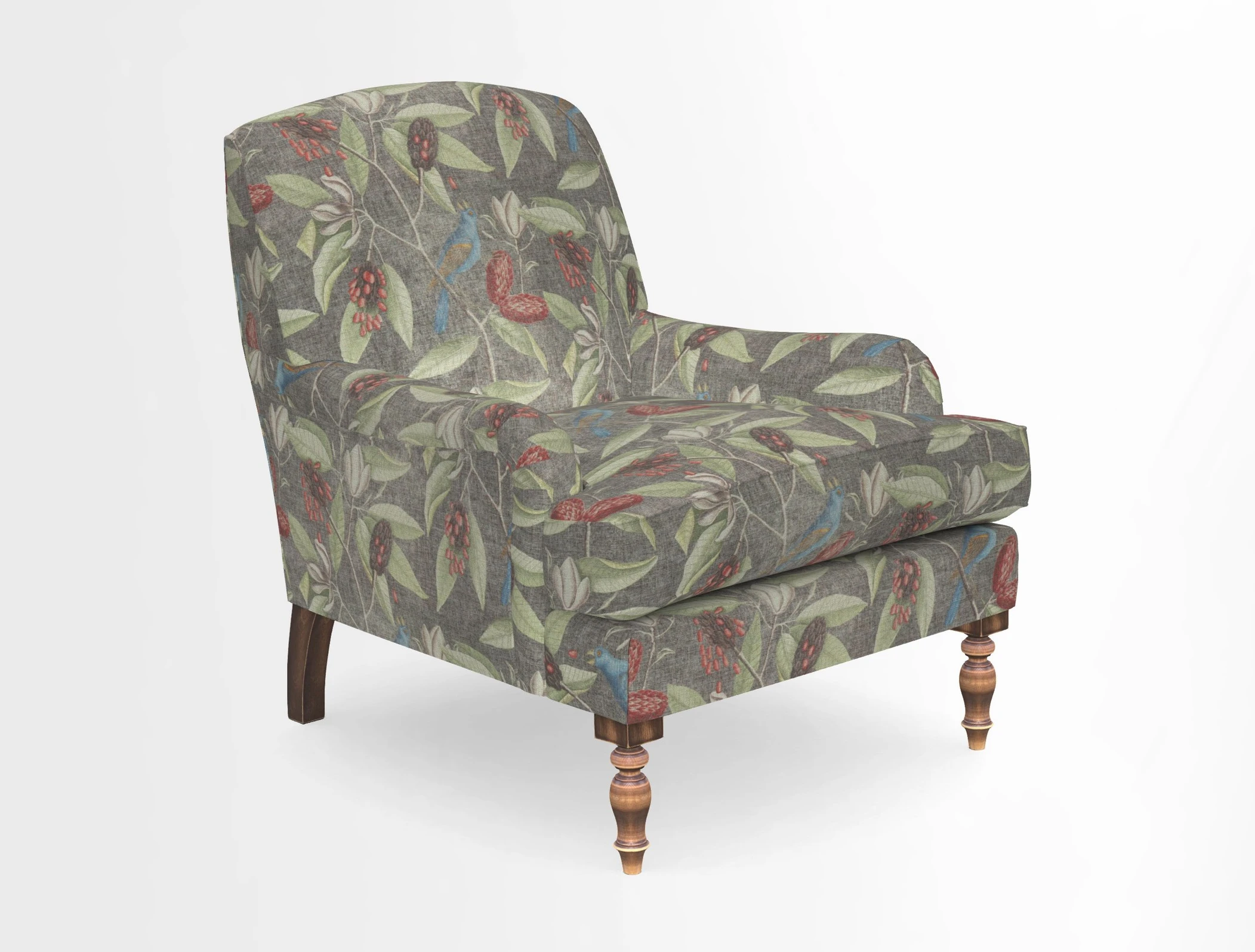 Lyndhurst Chair in V&A Threads of India Opulent-Velvets Lahore Dynasty Slate