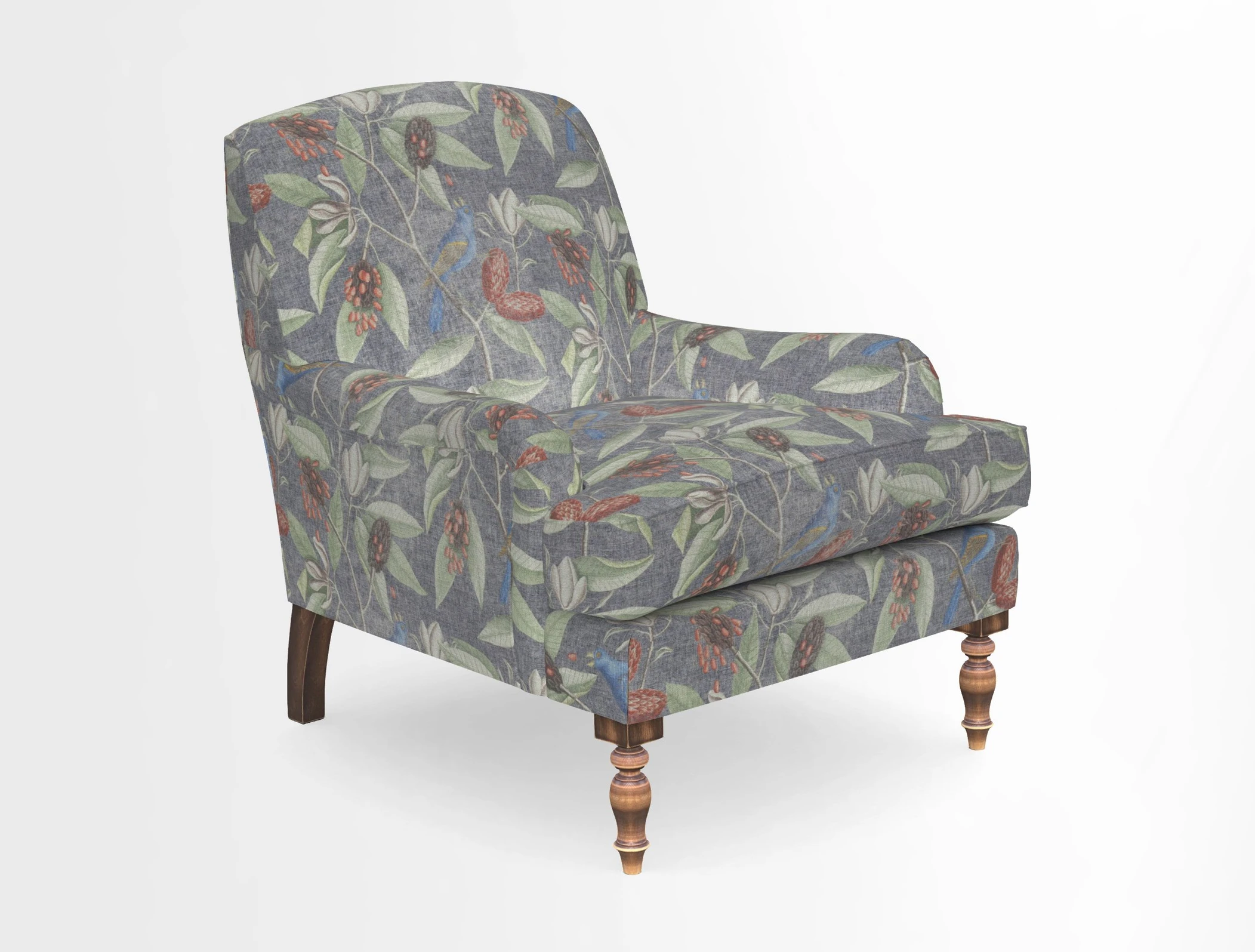 Lyndhurst Chair in V&A Threads of India Opulent-Velvets Lahore Dynasty Slate