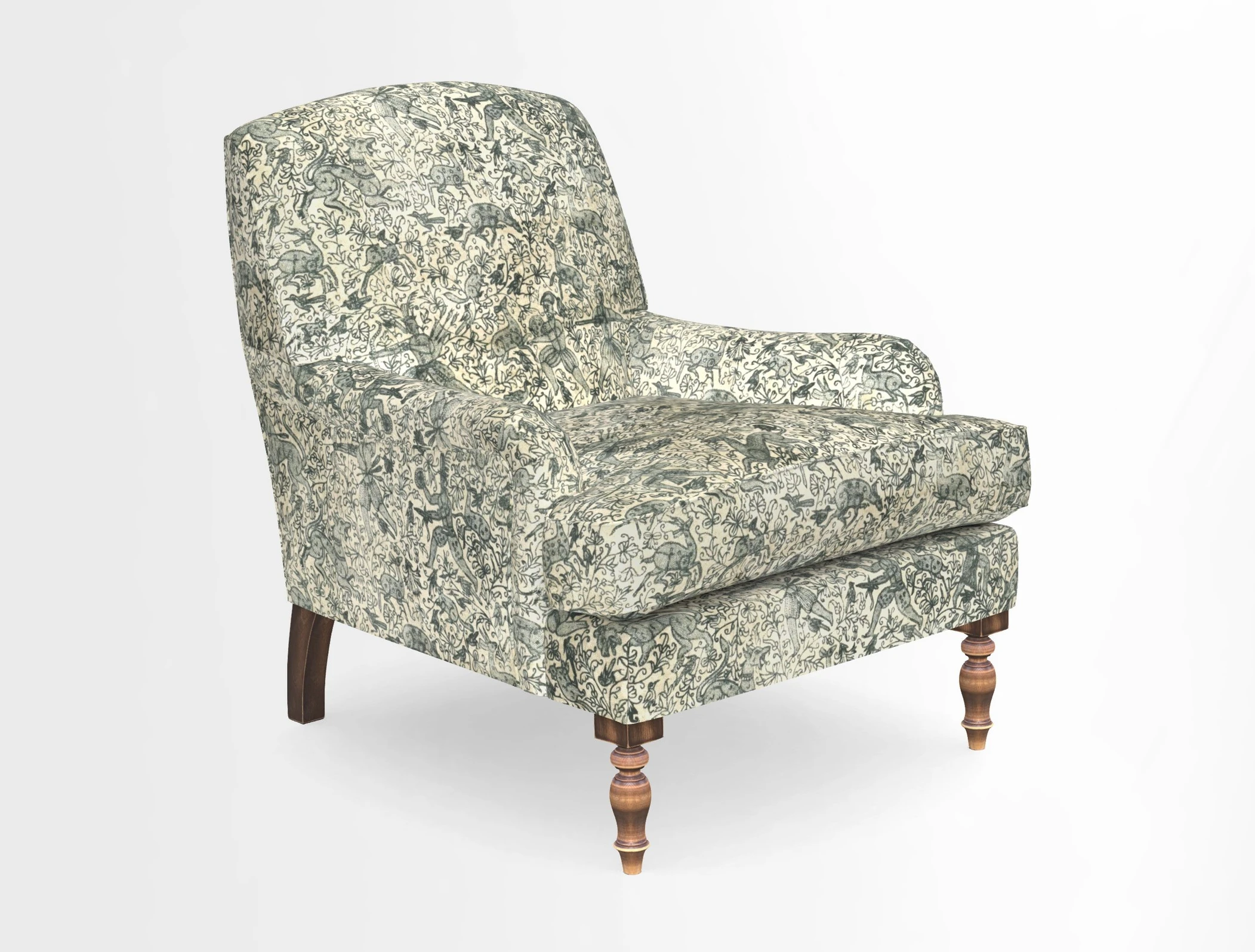 Lyndhurst Chair in V&A Threads of India Opulent-Velvets Lahore Dynasty Slate