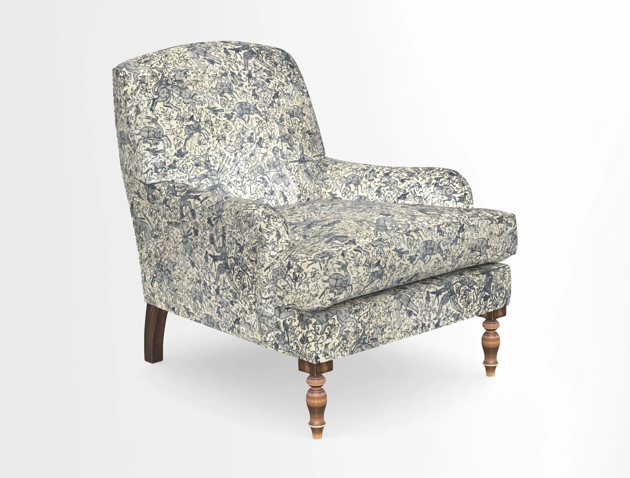 Lyndhurst Chair in V&A Threads of India Opulent-Velvets Lahore Dynasty Slate