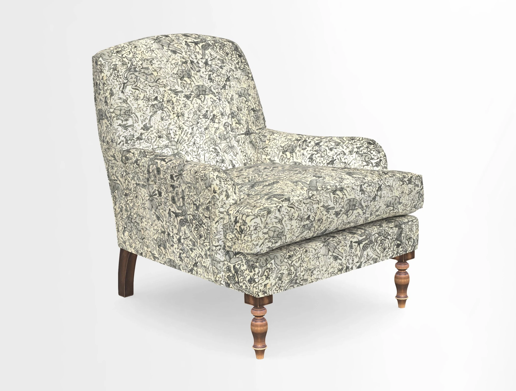 Lyndhurst Chair in V&A Threads of India Opulent-Velvets Lahore Dynasty Slate