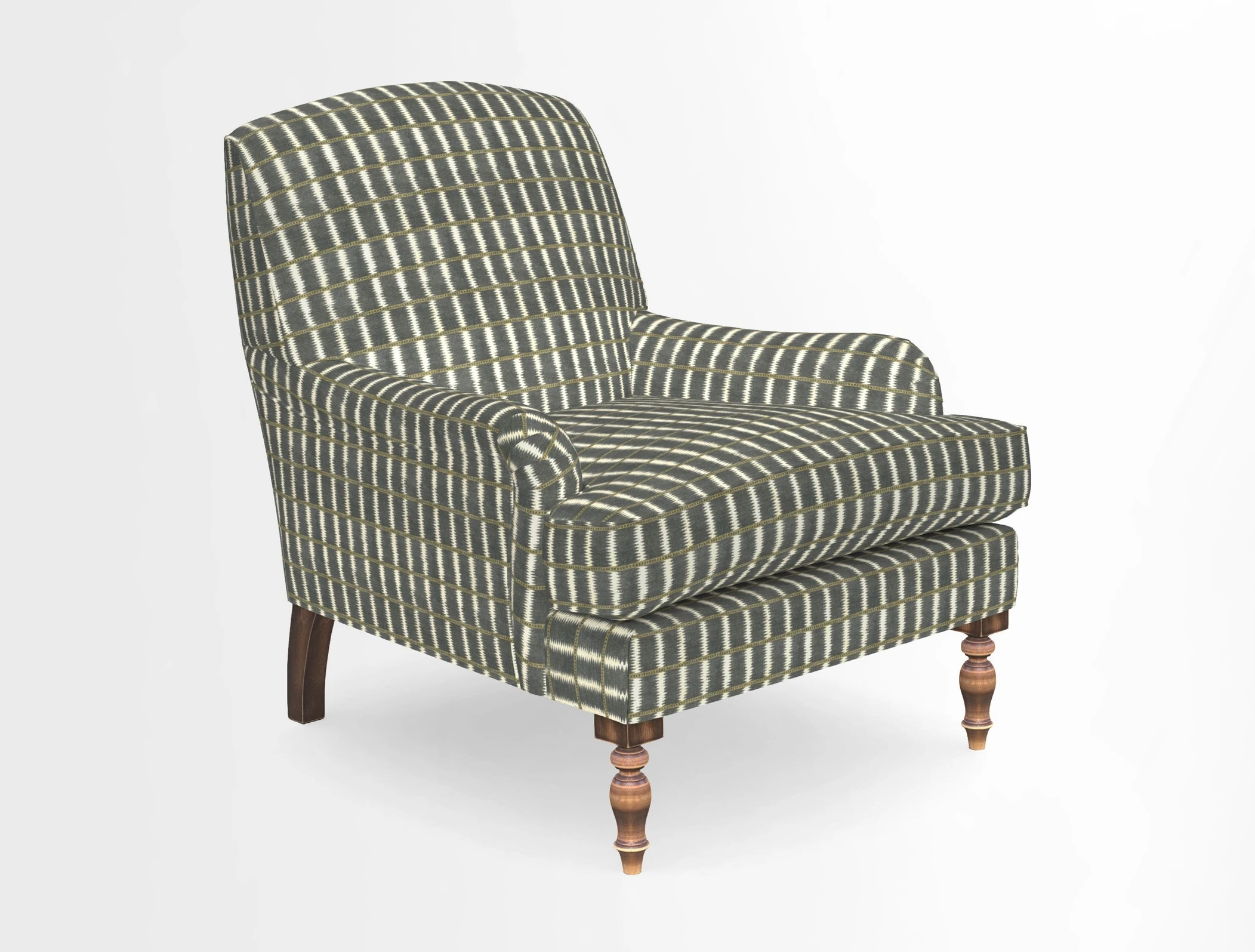 Lyndhurst Chair in V&A Threads of India Opulent-Velvets Lahore Dynasty Slate