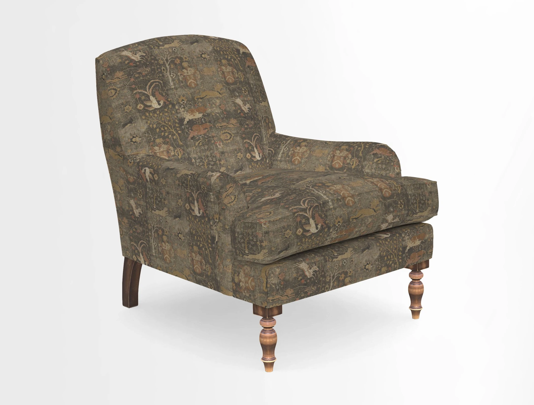 Lyndhurst Chair in V&A Threads of India Opulent-Velvets Lahore Dynasty Slate