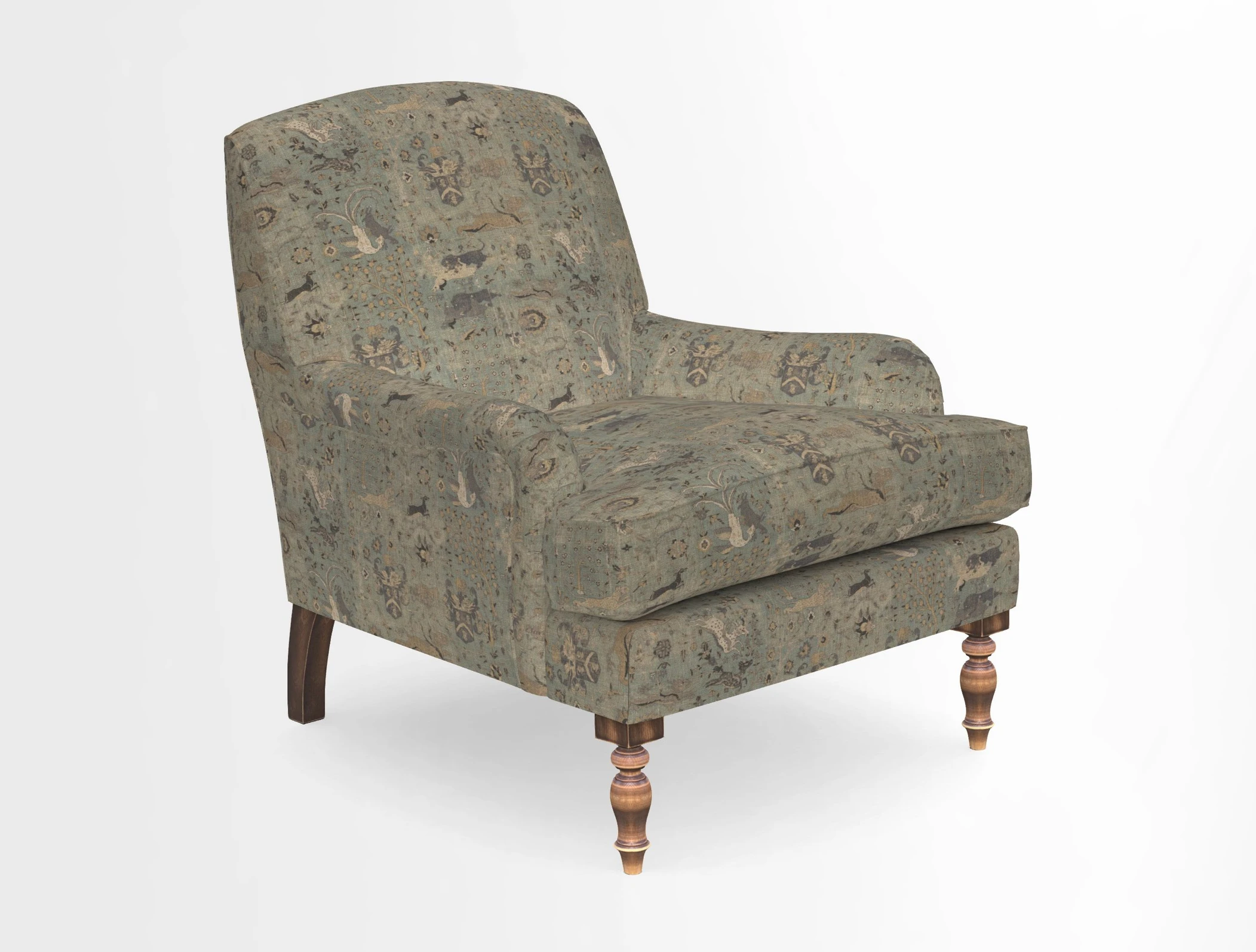 Lyndhurst Chair in V&A Threads of India Opulent-Velvets Lahore Dynasty Slate